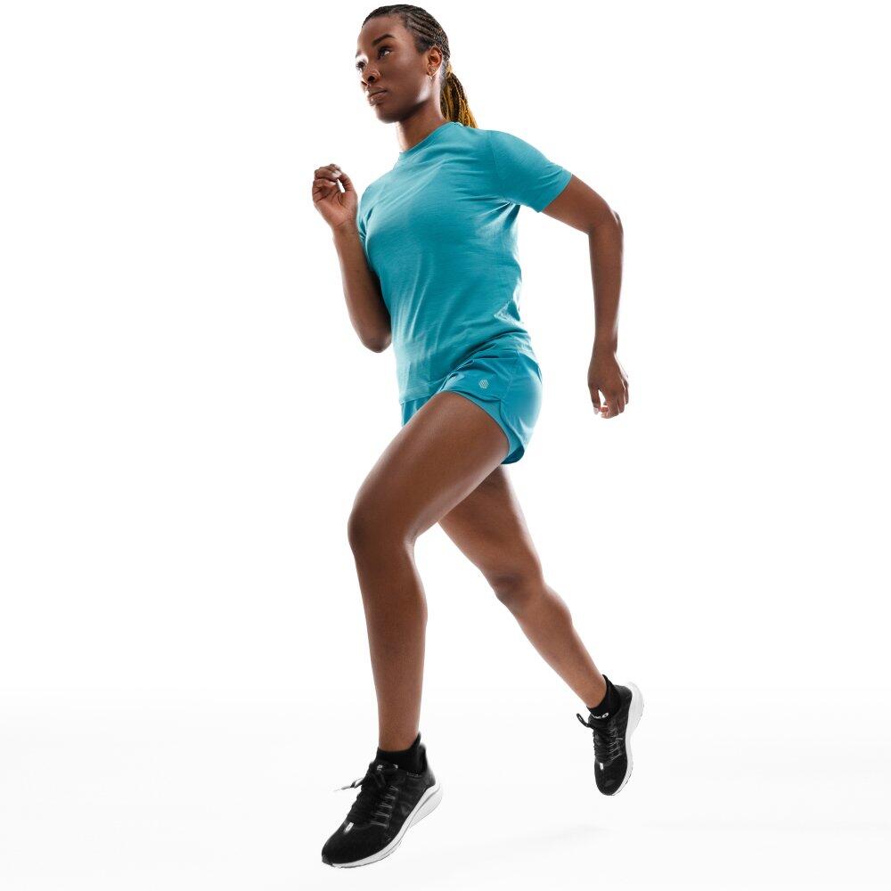 Pantaloncini 2 in 1 da allenamento da donna Fitness Gili Blu 3/8