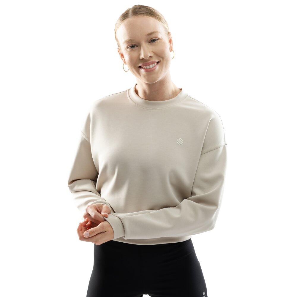 SIROKO Dames Fitness training cropped sweater Ignite Beige