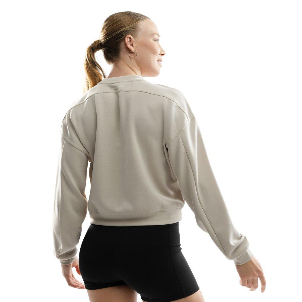 Women Fitness 's training crop sweatshirt Ignite Beige 2/8