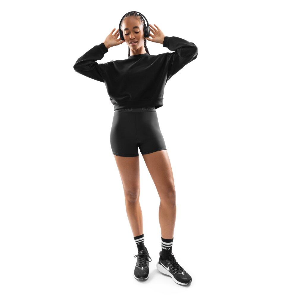 Felpa corta da allenamento da donna Fitness Studio Nero 3/7