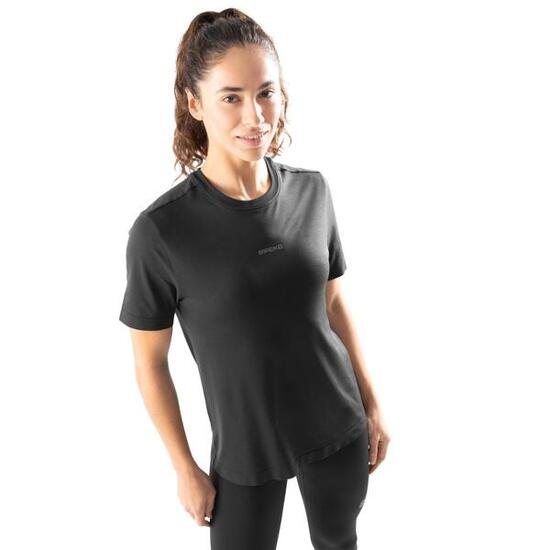 T-shirt fitness manches courtes femme Plan Noir