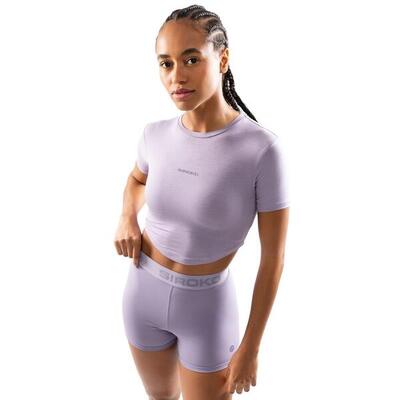 Dames fitness crop top met korte mouwen harmony paars