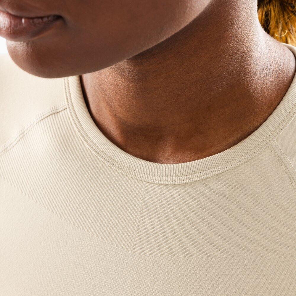 T-shirt crop top sport manches courtes sans couture femme Fitness Steam Beige 4/7