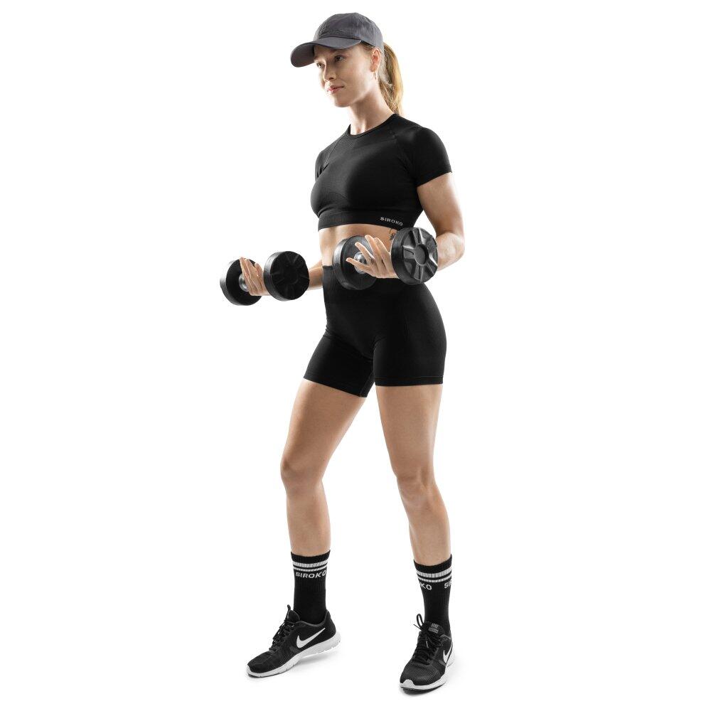 T-shirt crop top sport NILIT® femme noir seamless 220 g/m² 3/8