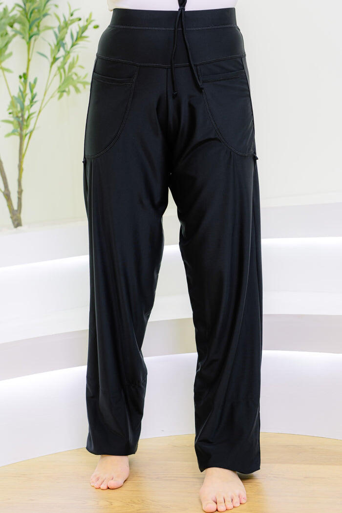Wide Swim Pants in Black