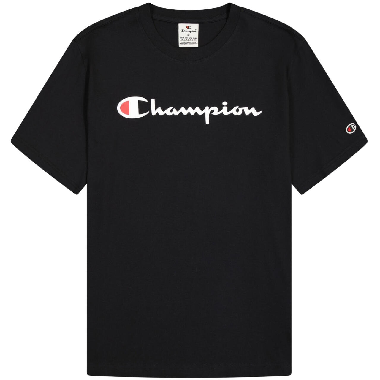 Champion TEE Light Cotton Jersey Uomo Logo Grande Cotone Nero,M 2/5