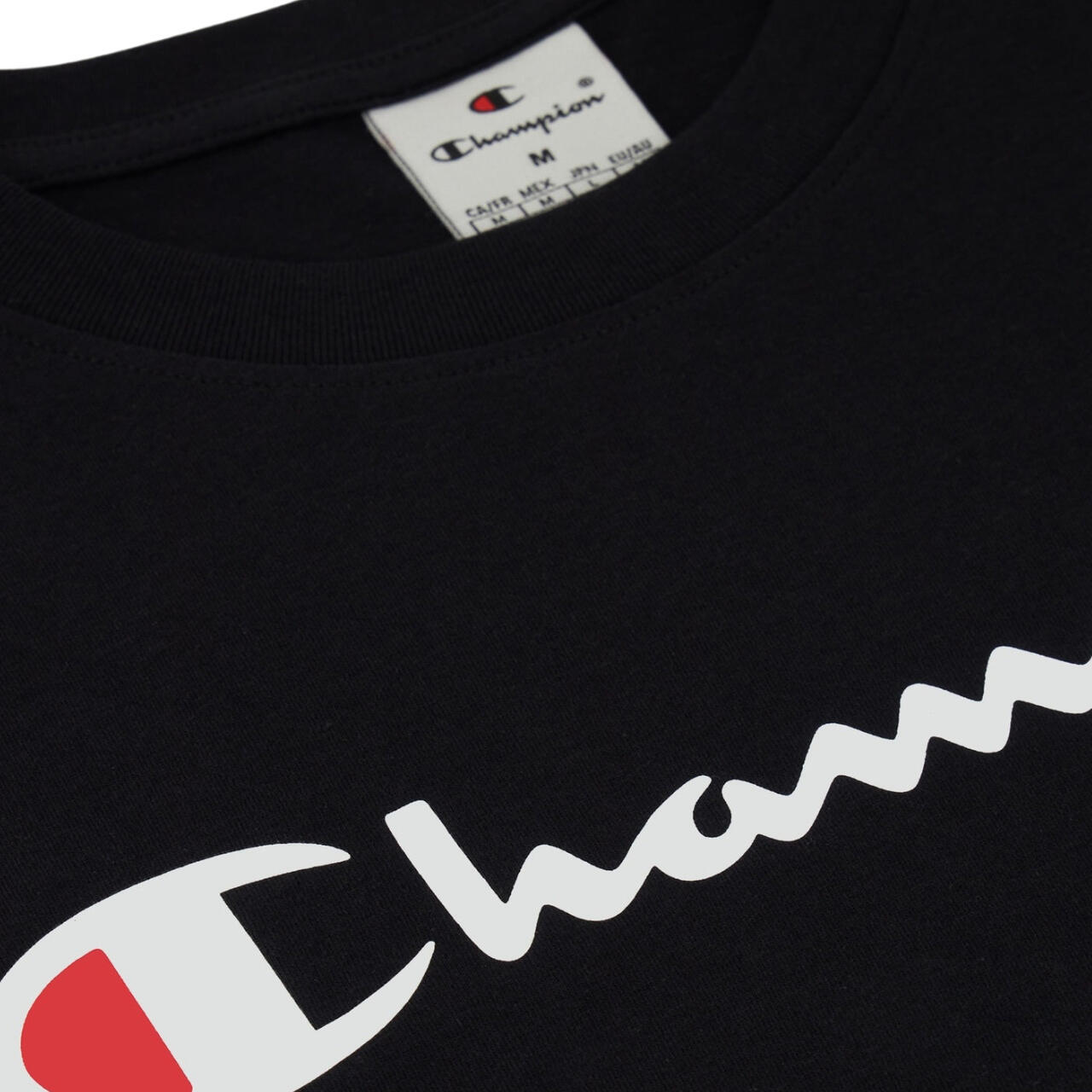 Champion TEE Light Cotton Jersey Uomo Logo Grande Cotone Nero,M 5/5