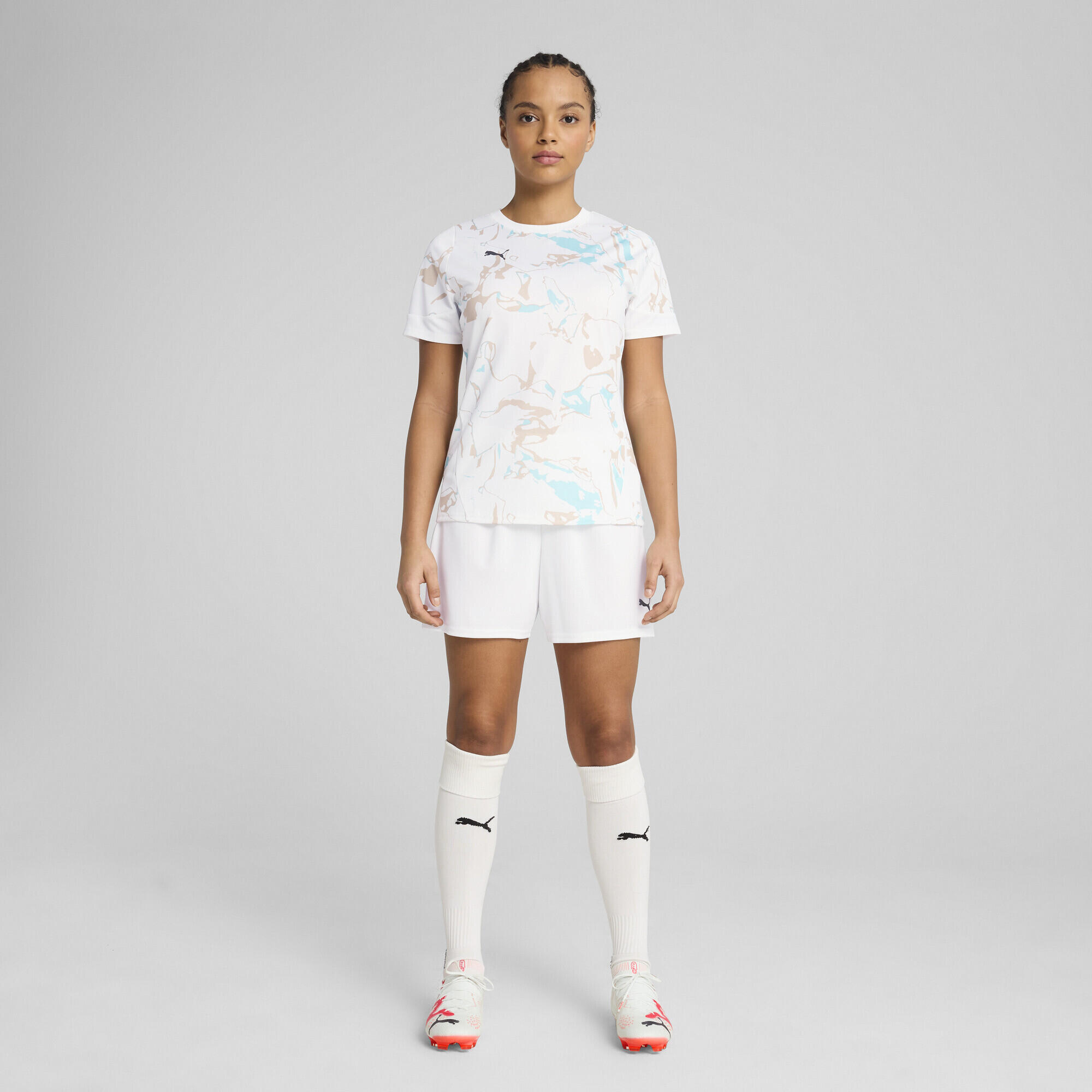 Maglia da calcio IndividualEARTH DAY da donna PUMA White Light Sand Beige 6/7