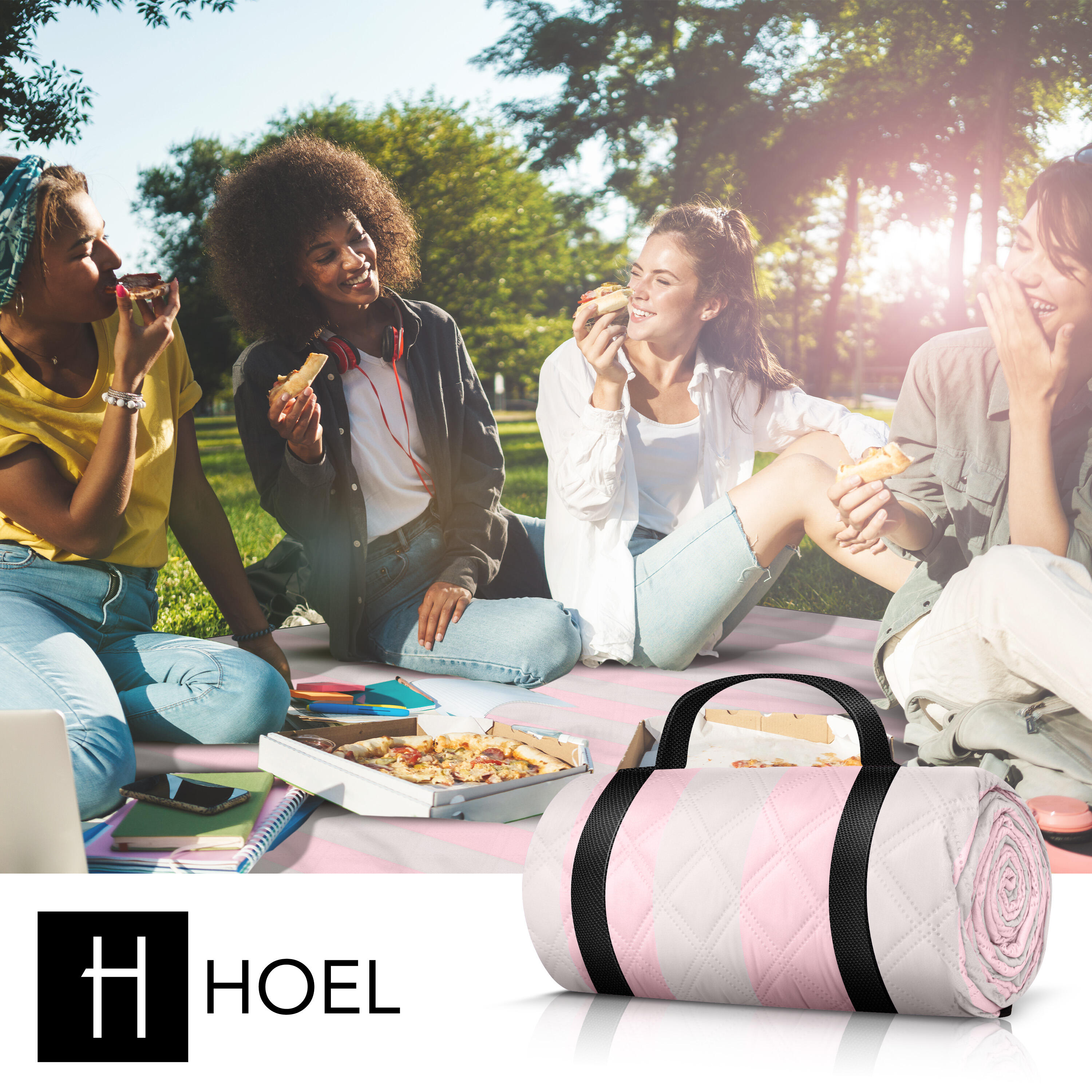 HOEL® Picknickdecke wasserabweisend + isoliert - Strandmatte XXL 200x200cm 5/7