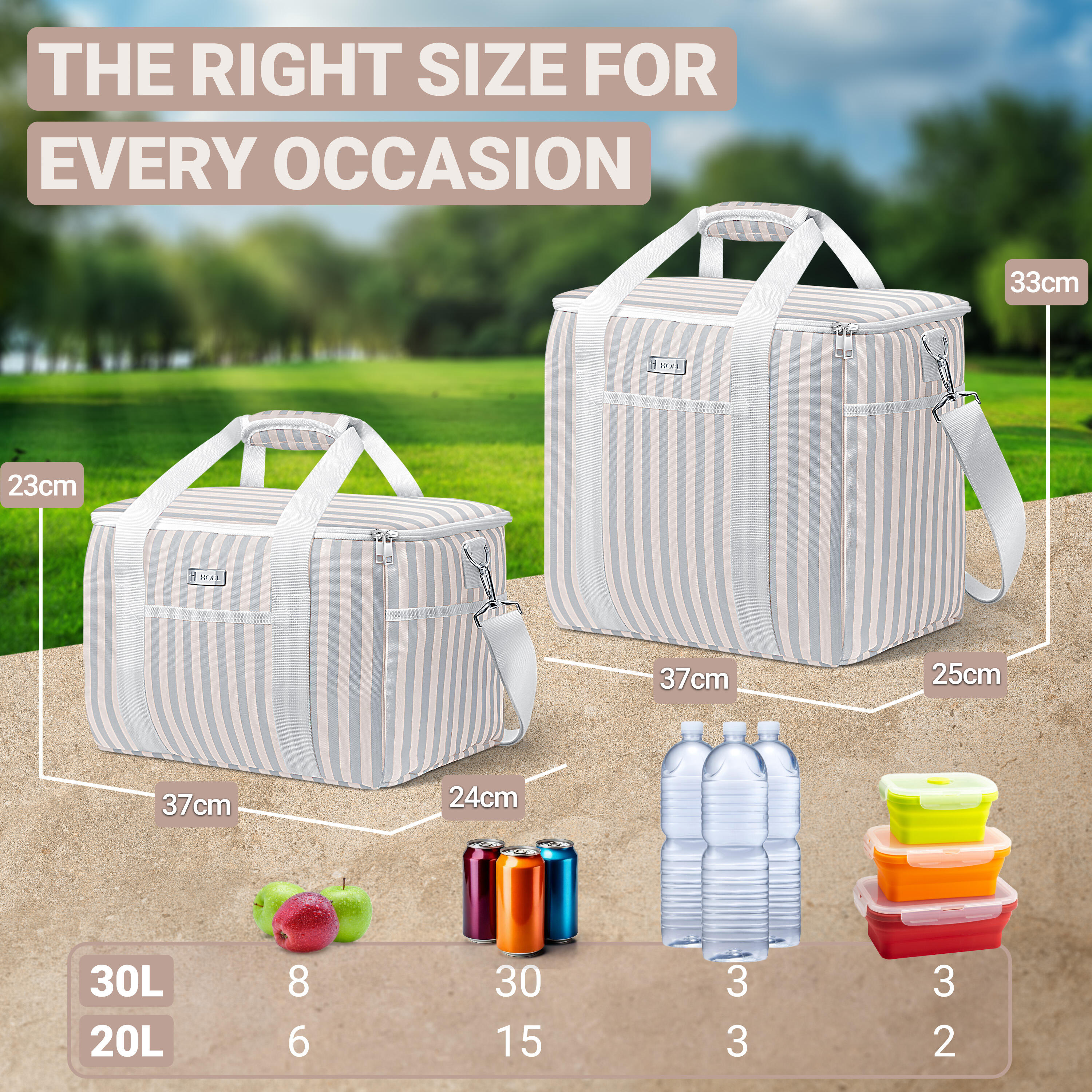 HOEL Kühltasche für Essen & Getränke - Isolierte Thermotasche - Lunchtasche 5/7