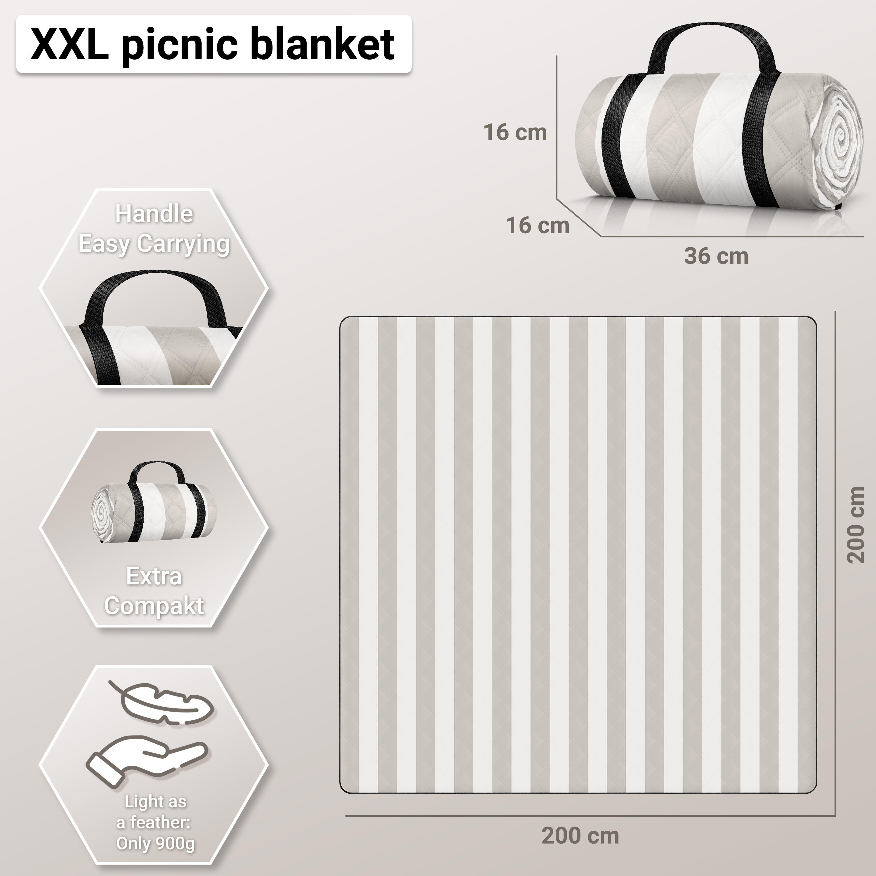 Coperta Picnic Idrorepellente 200x200 cm - HOEL® 6/7