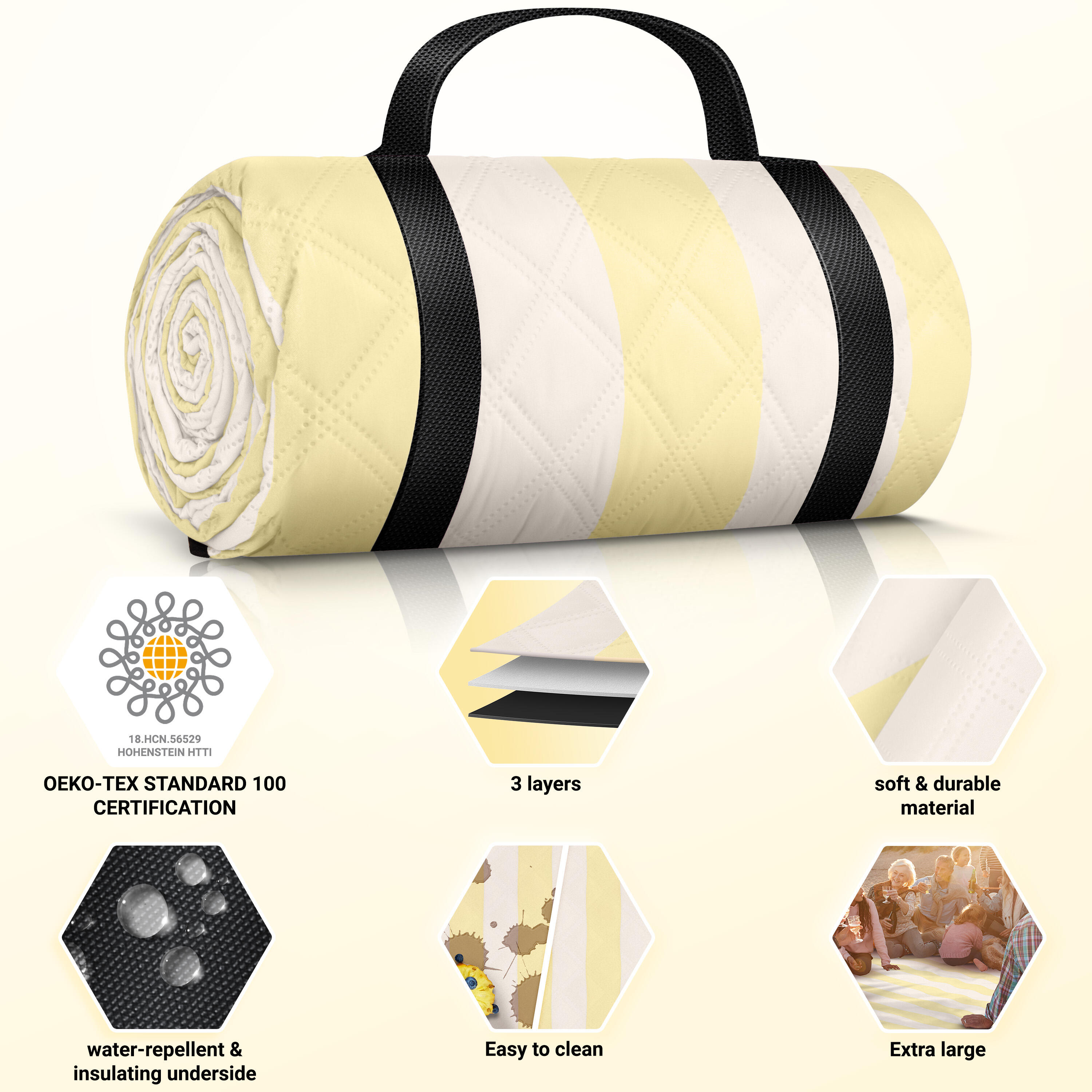 HOEL® Couverture Pique Nique 200x200 cm - Serviette de Plage XXL 2/7
