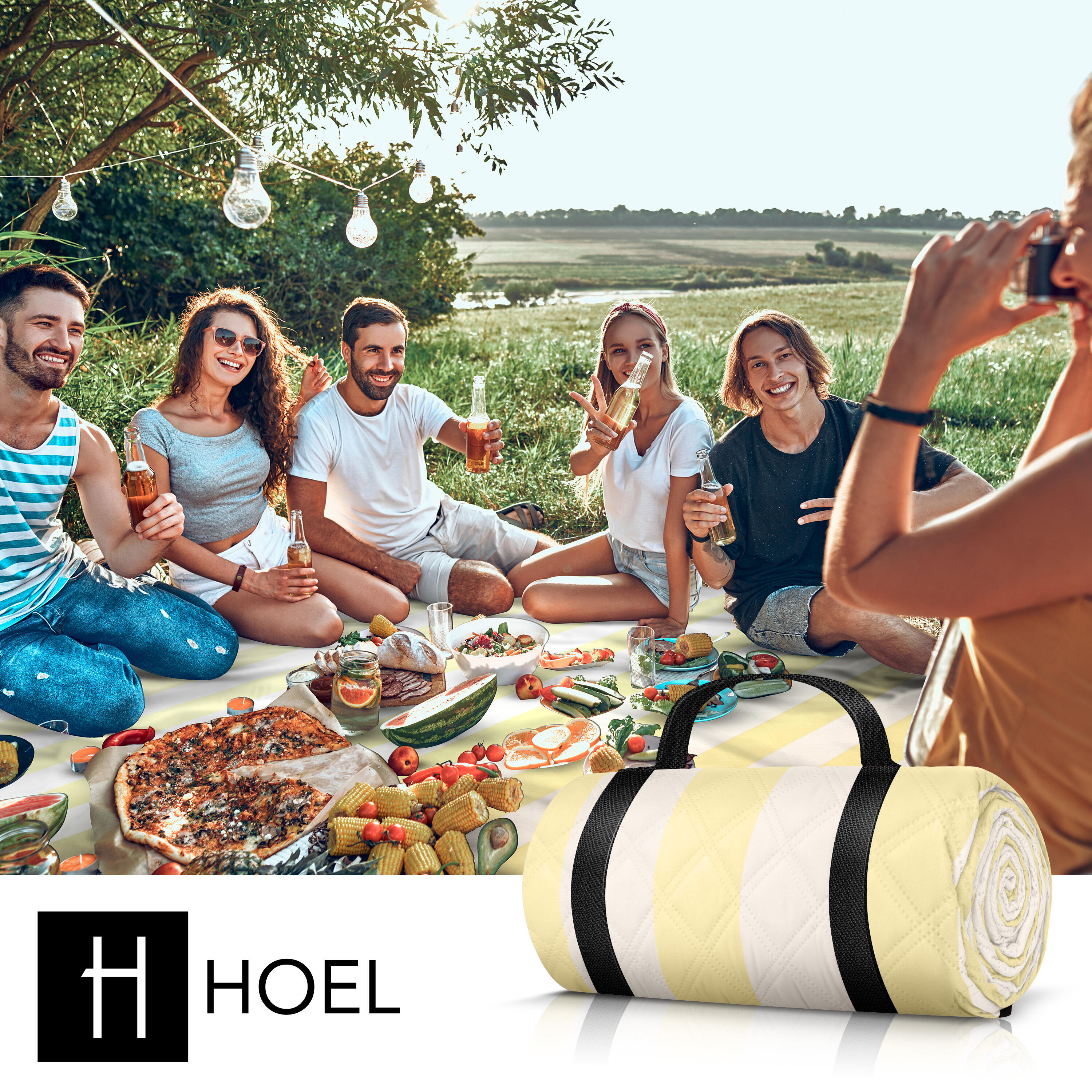 HOEL® Couverture Pique Nique 200x200 cm - Serviette de Plage XXL 4/7