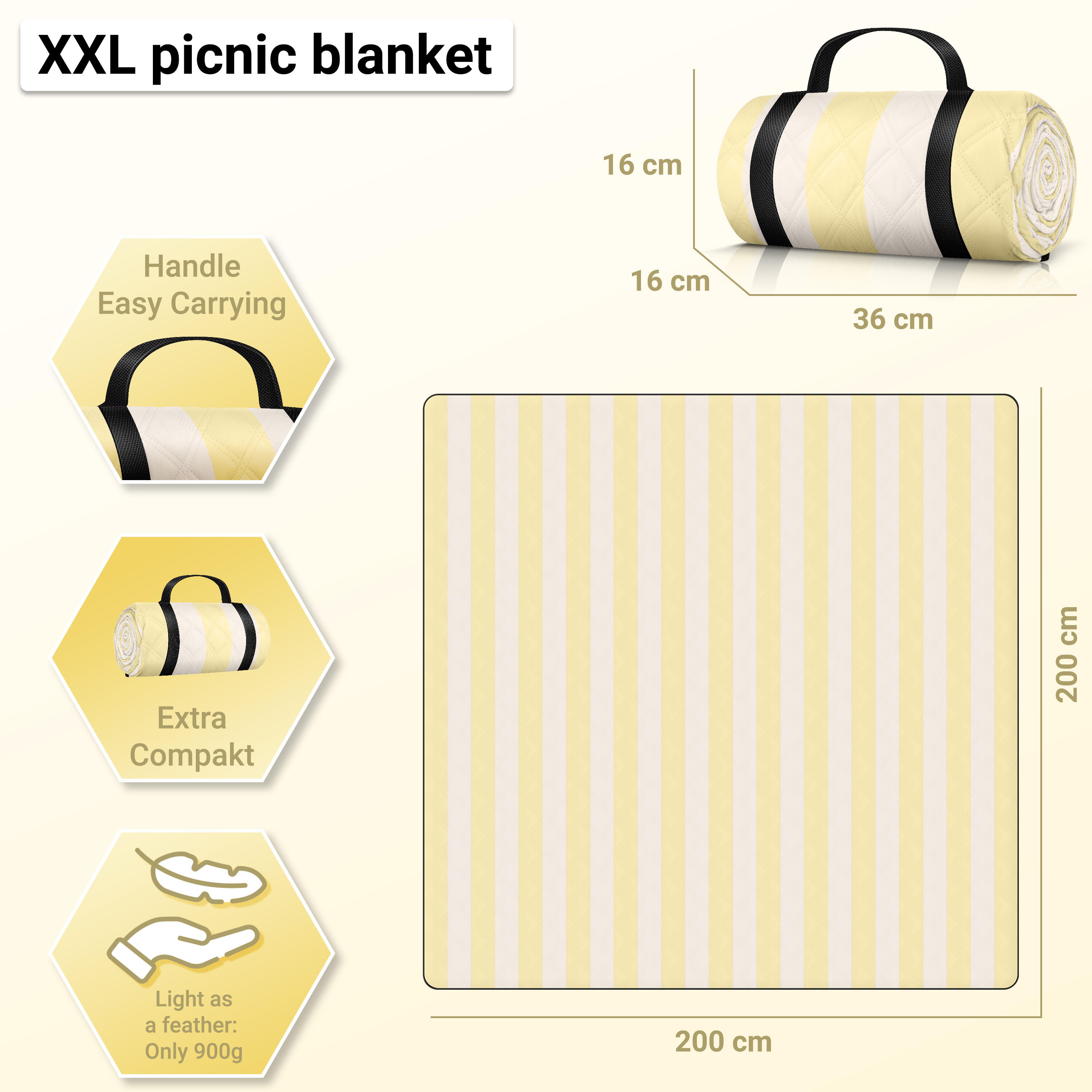 HOEL® Couverture Pique Nique 200x200 cm - Serviette de Plage XXL 6/7