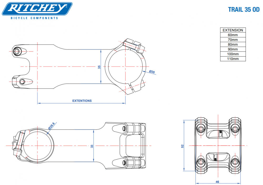 Ritchey Vorbau WCS TRAIL 60 mm 31,8 mm Winkel 0° 4/4