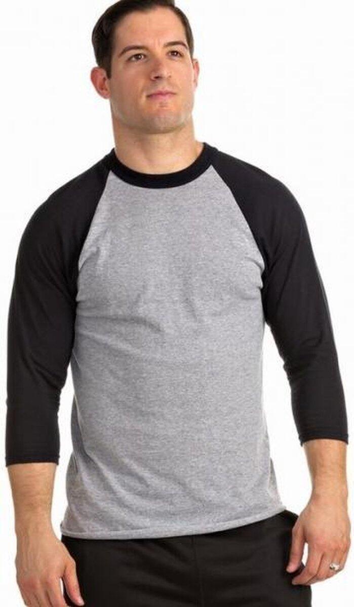 SOFFE Baseball Shirt - Classic - 3/4 Mouw - Honkbal T-Shirt - Volwassenen (Grijs)