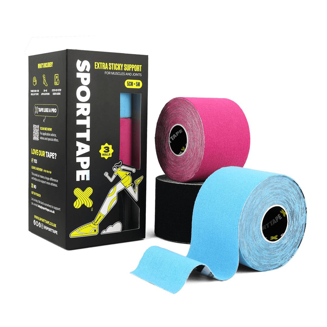 SPORTTAPE KINESIOLOGY TAPE - 5CM x 5M - MIXED - PACK OF 3 ROLLS
