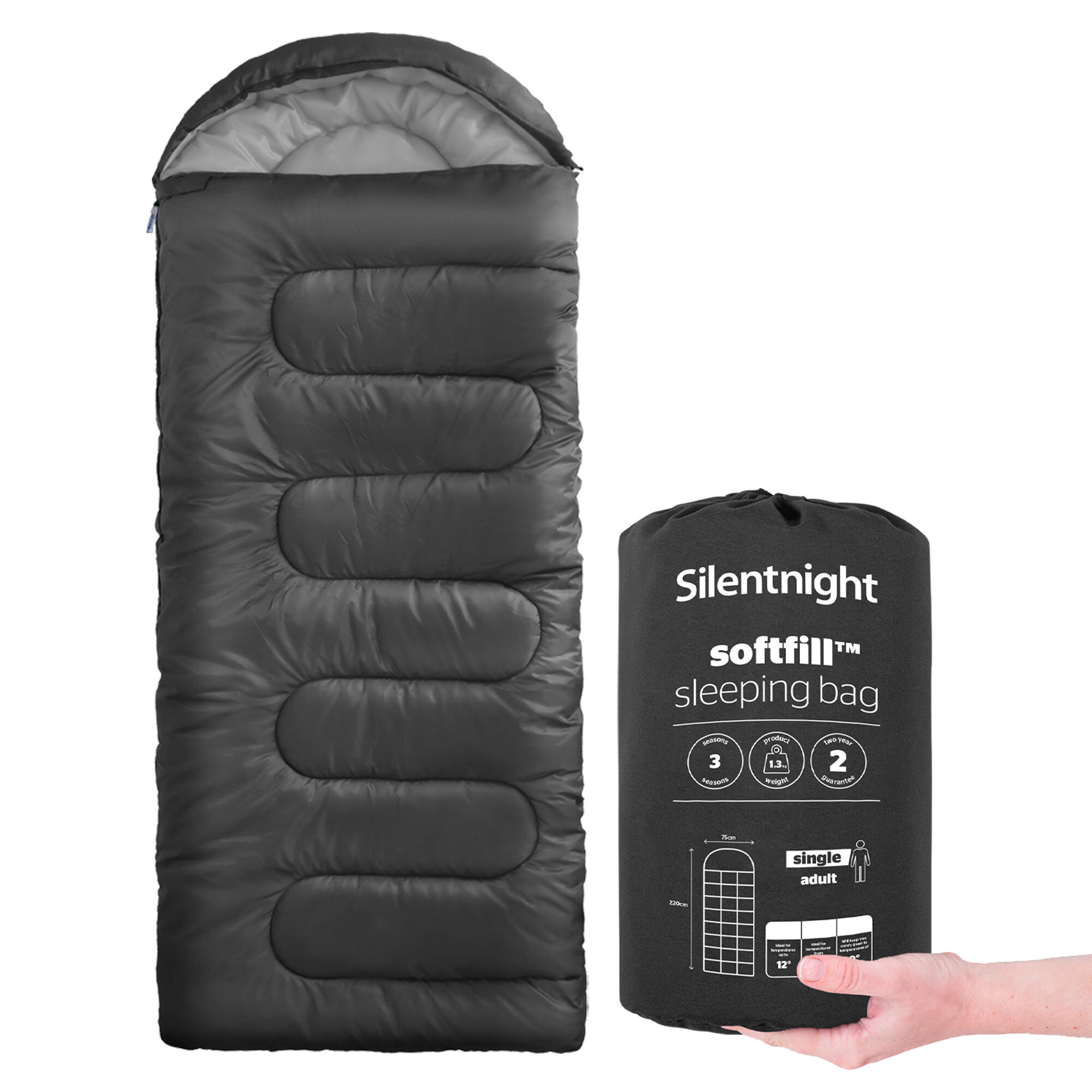 Camping Collection Adult Sleeping Bag - Black 1/7