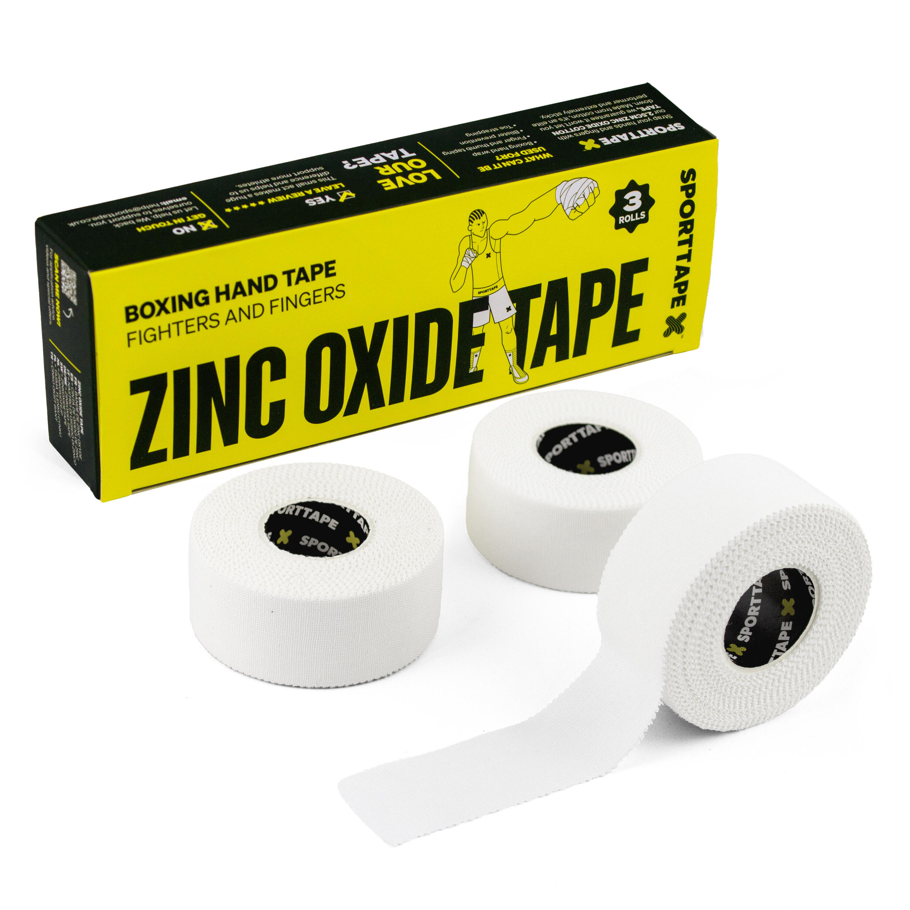 ZINC OXIDE STRAPPING TAPE - 2.5CM X 10M - PACK OF 3 ROLLS 1/7