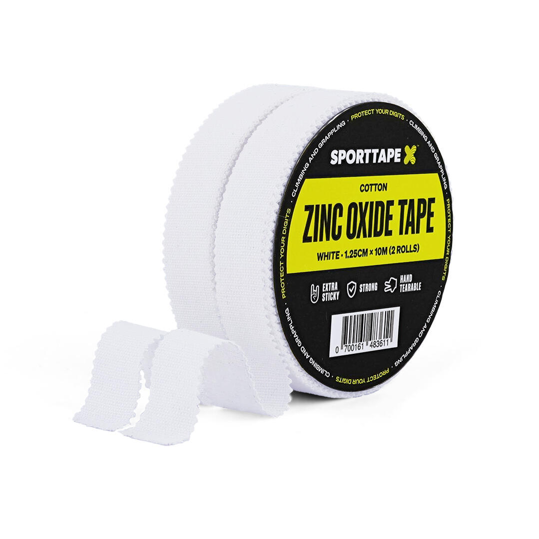 SPORTTAPE ZINC OXIDE STRAPPING TAPE - 1.25CM X 10M - WHITE - FINGER TAPE - PACK OF 2 ROLLS
