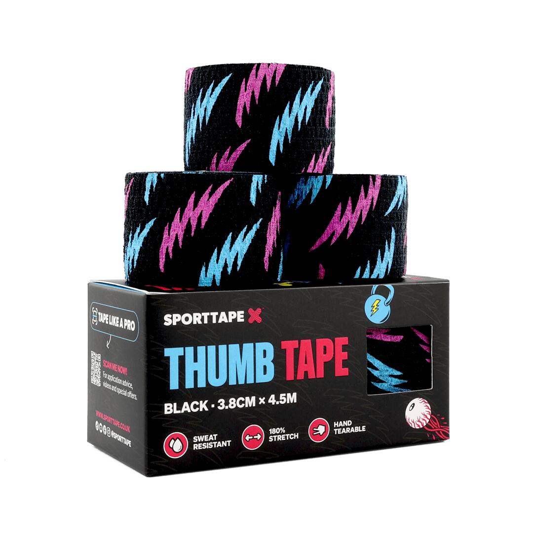 SPORTTAPE WEIGHTLIFTING THUMB TAPE - 3.8CM x 4.5M - PUNK - PACK OF 3