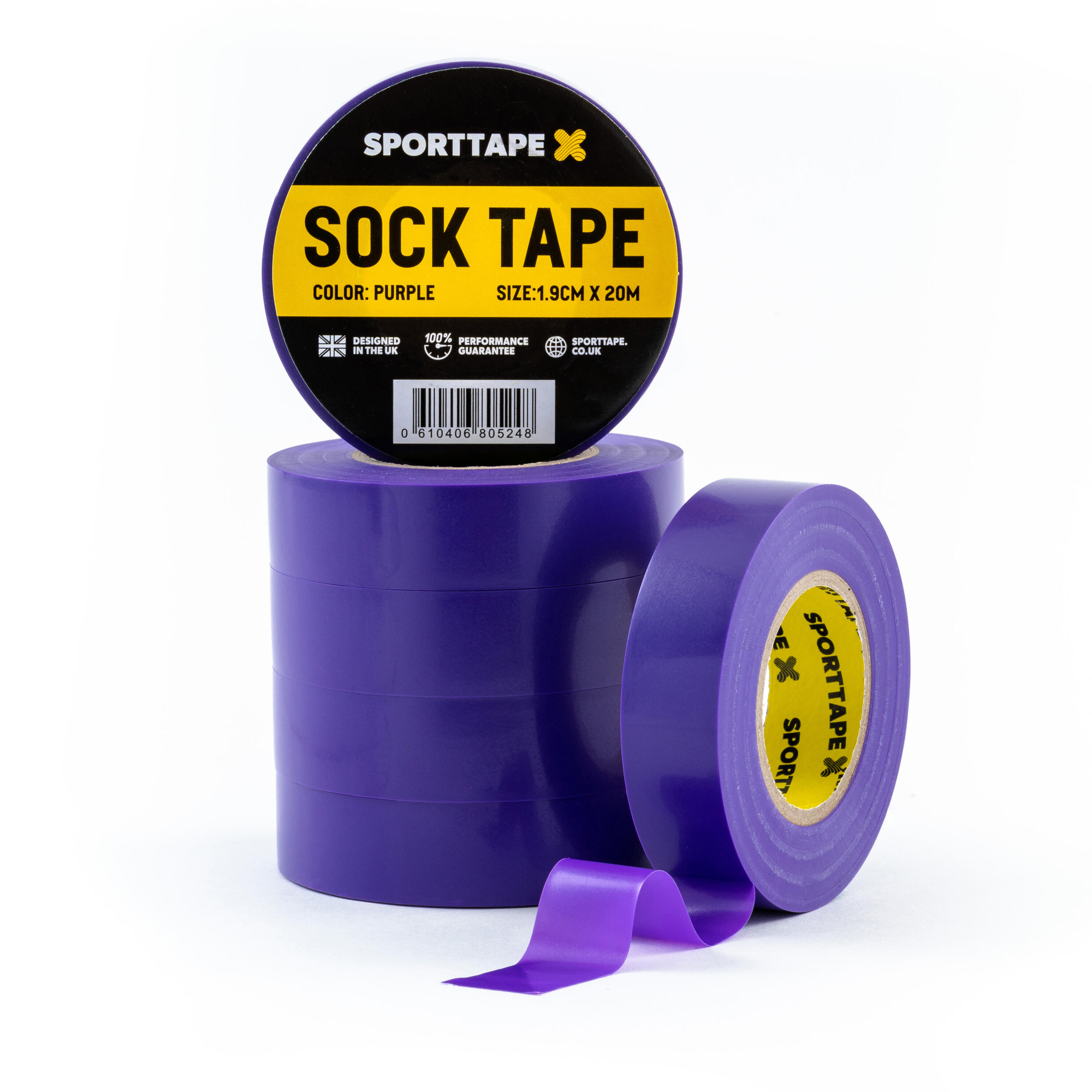 SPORTTAPE PVC SOCK TAPE - PURPLE 1.9CM X 20M - PACK OF 6 ROLLS