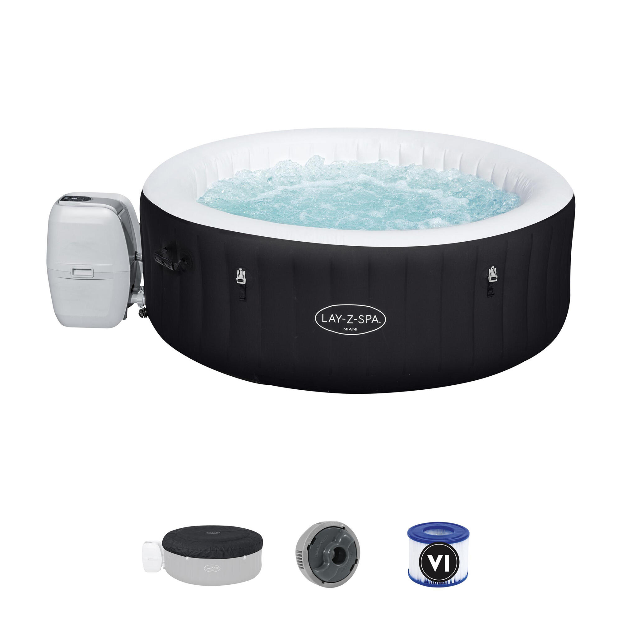 Miweba MSpa Spa Gonflable Extérieur Bergen C-BE041 | Rond ⌀ 180,0 Cm - Spa Gonflable 4 Personnes - Nettoyage UV-C - Jusqu'à 1077 L - 40°C - Télécommande - 118 Jets (4 Personnes