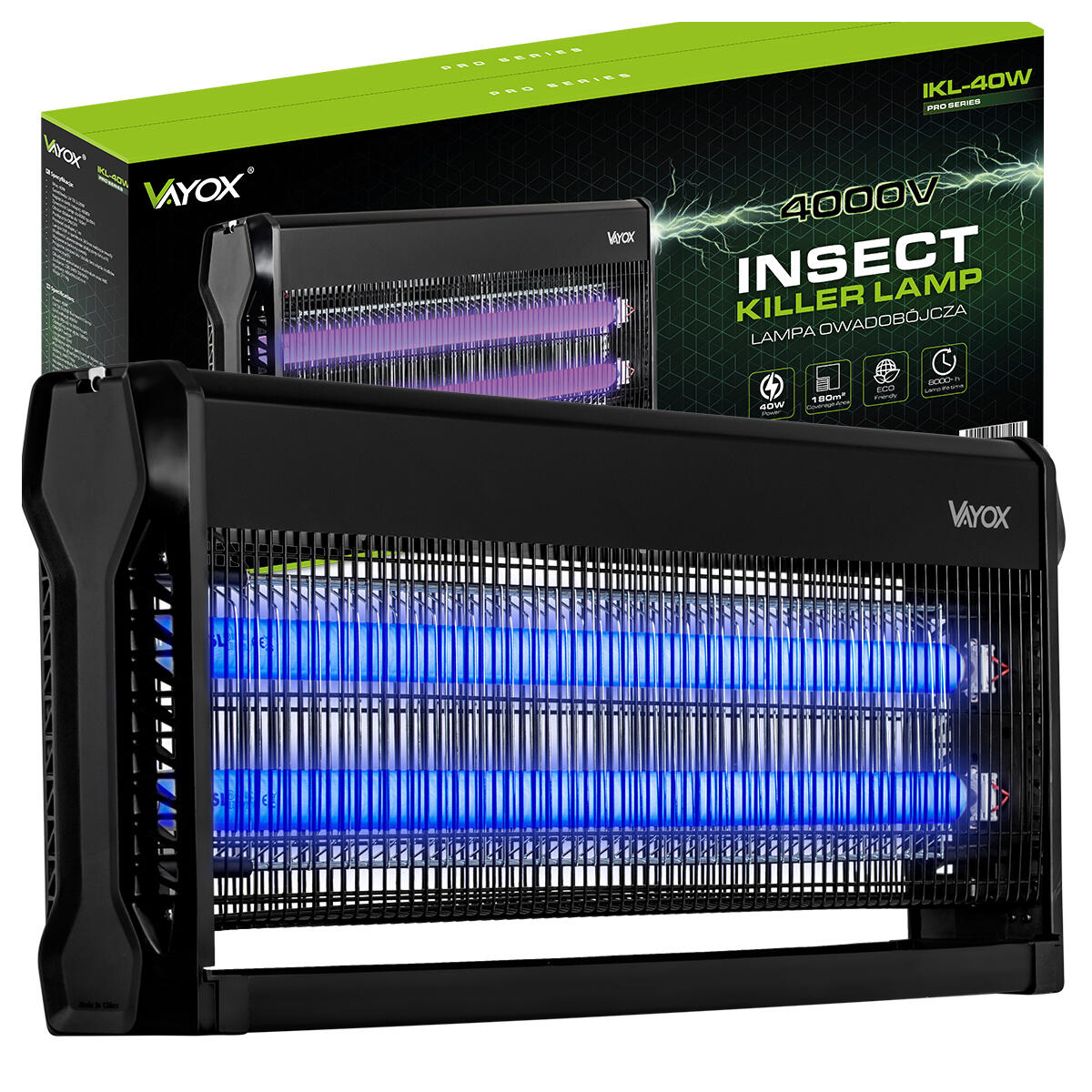 VAYOX Lampada insetticida per zanzare e mosche VAYOX IKL-40W copertura 370m²