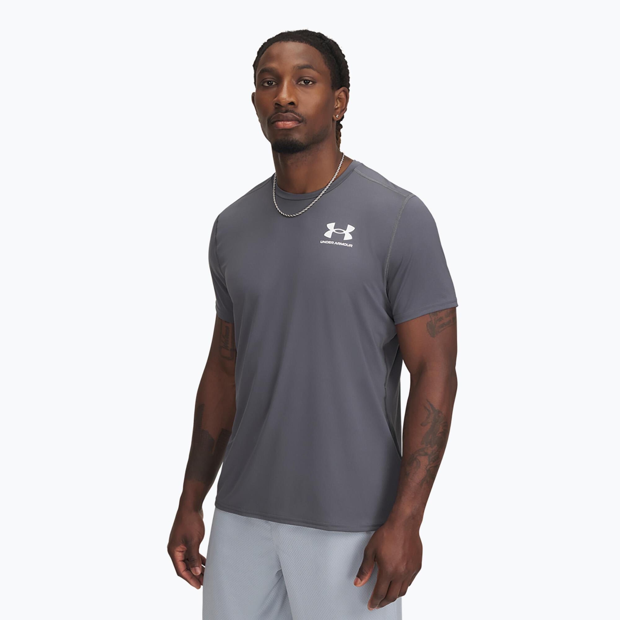 Under Armour Men's Fitted Performance Base Layer T-Shirt - Grey 1/3