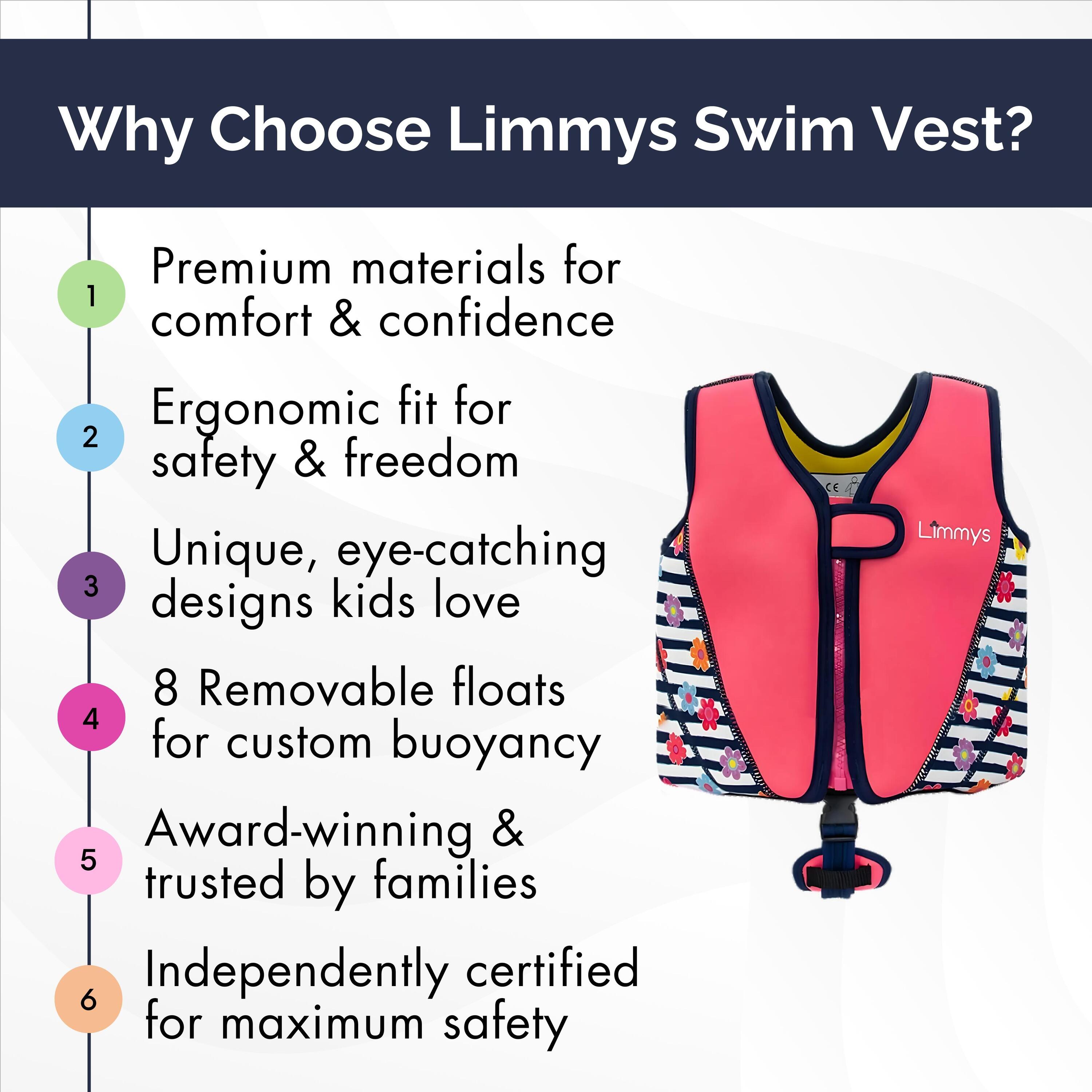 Limmys Premium neopreen zwemvest  kinderen - trekkoord tas inbegrepen 4/8