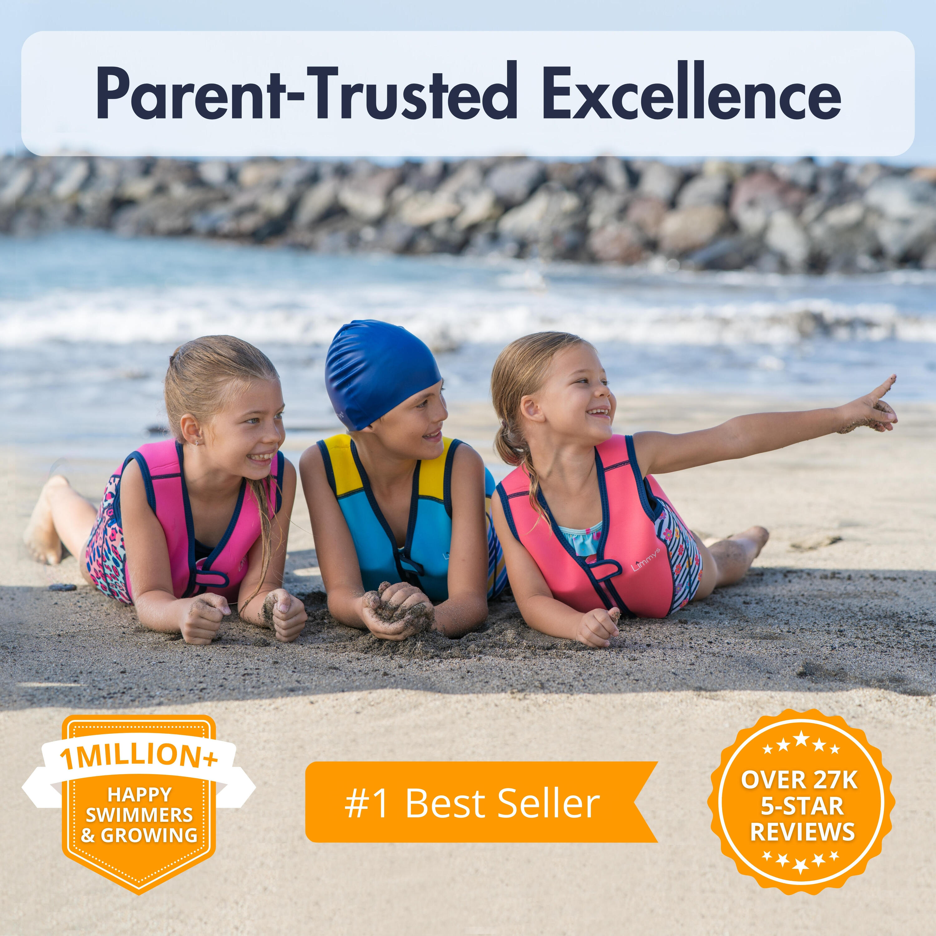 Limmys Premium neopreen zwemvest  kinderen - trekkoord tas inbegrepen 3/8