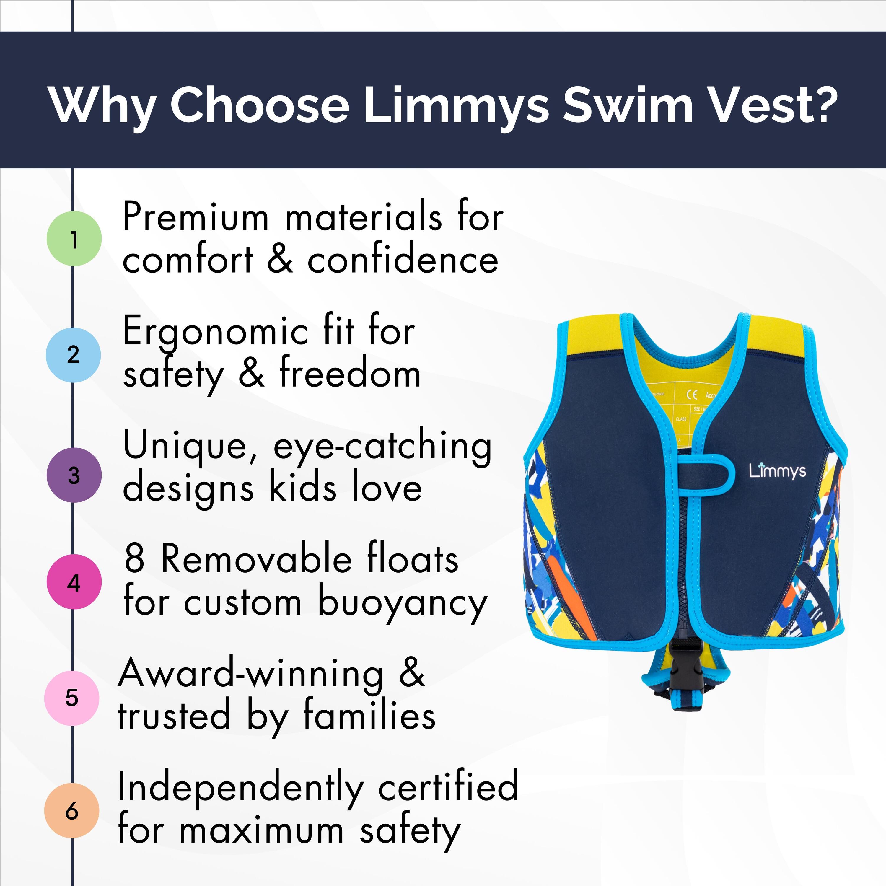 Gilet de natation d'entraînement en néoprène pour enfants avec sac à cordon 4/9