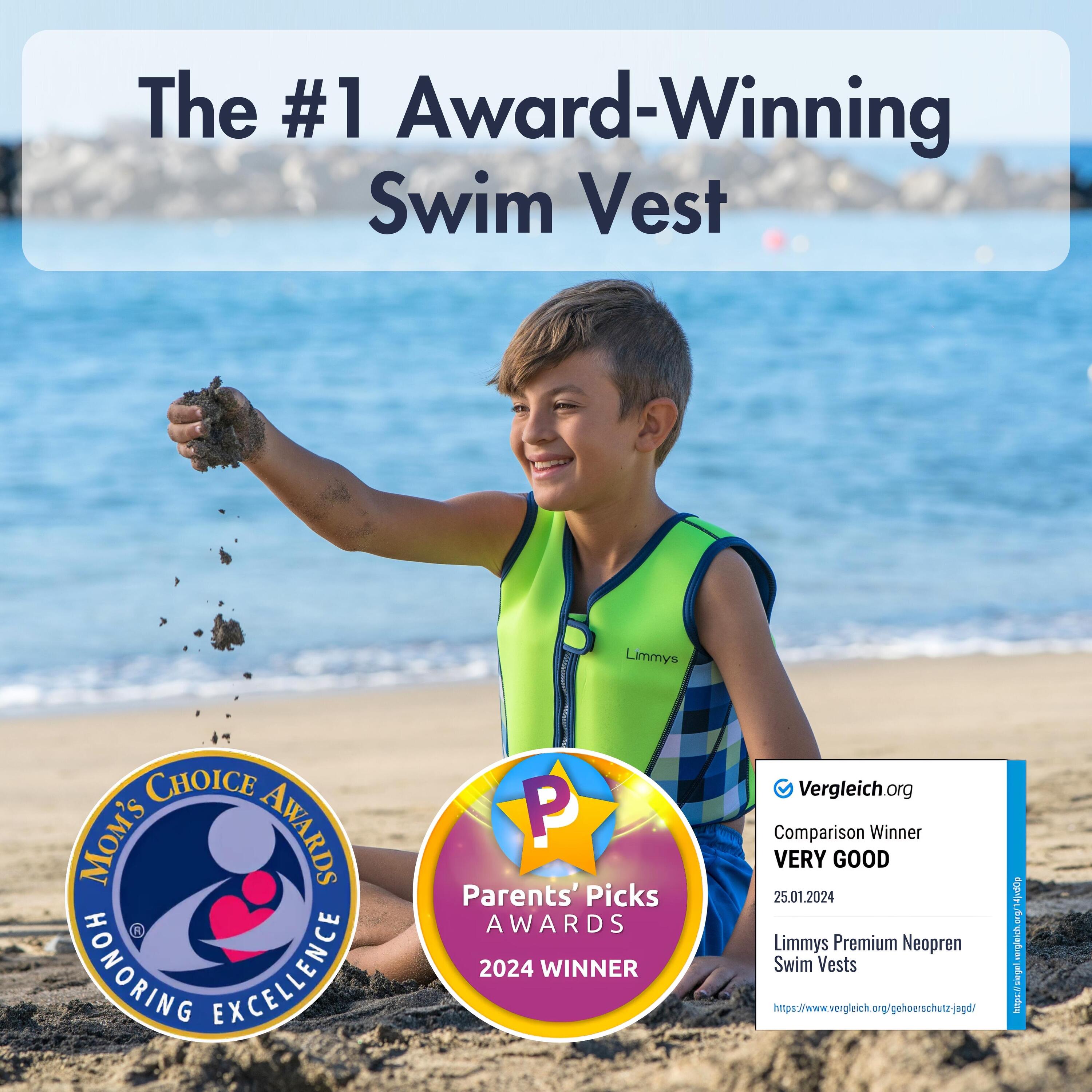 Limmys Premium neopreen zwemvest  kinderen - trekkoord tas inbegrepen 2/8