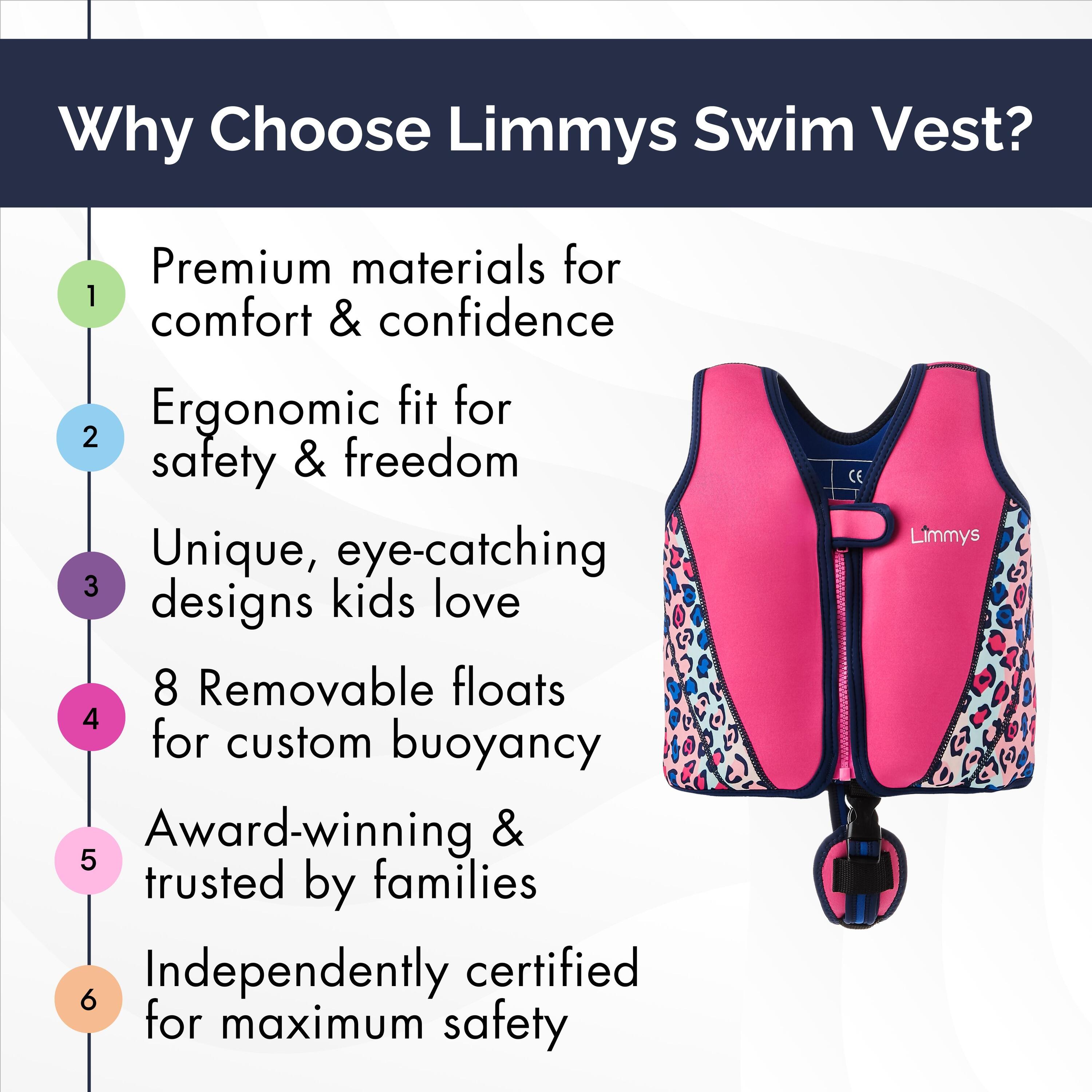 Limmys Premium neopreen zwemvest  kinderen - trekkoord tas inbegrepen 4/8
