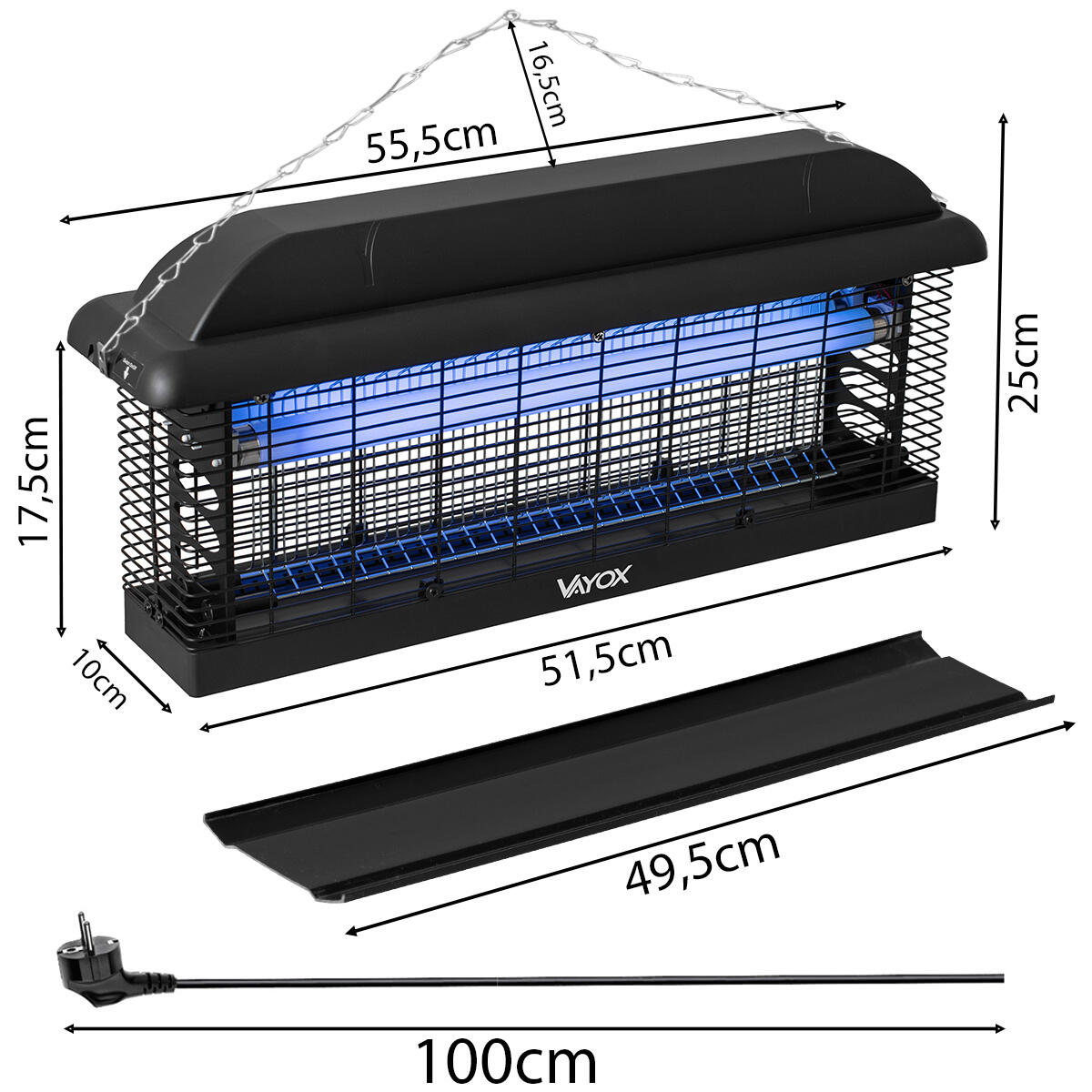 UV-insectendoderlamp VAYOX IKL-300 PRO 30W voor muggen en vliegen, 180m2 5/7