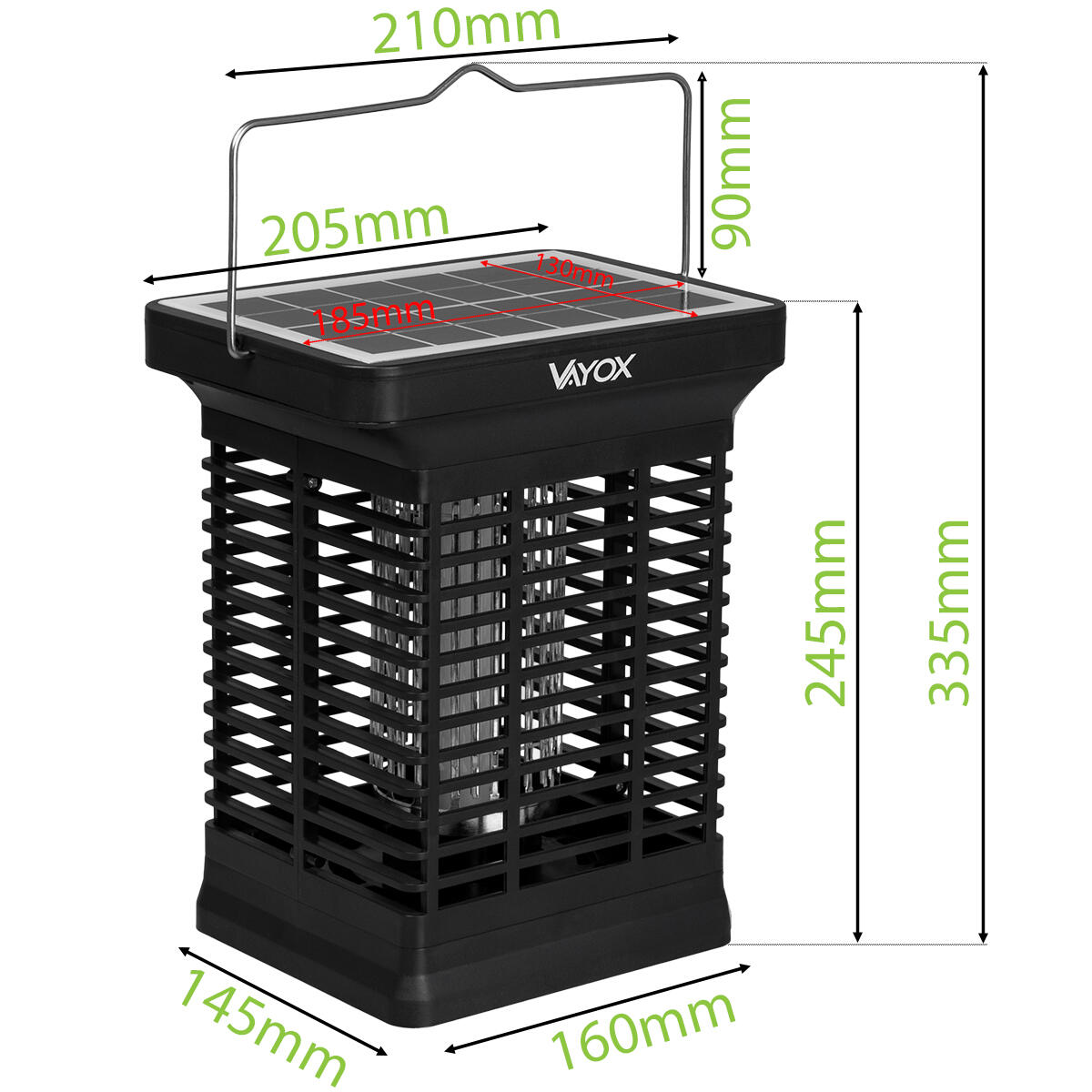 UV-insectendoderlamp VAYOX IKV-200 voor muggen vliegen accu en zonne-energie 5/7