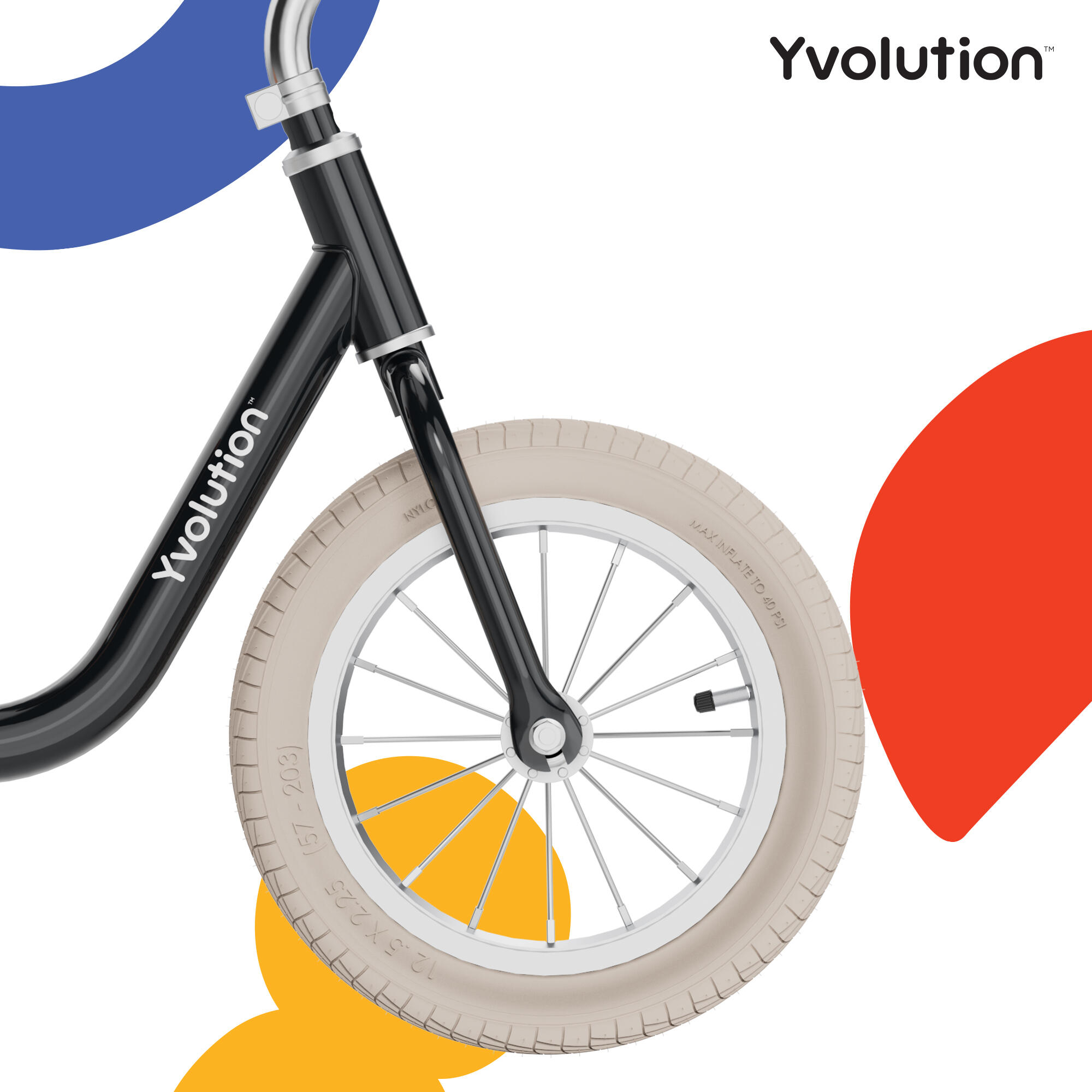 Yvolution draisienne vintage Yvelo Classic Noir Pneus gonflables 3/8