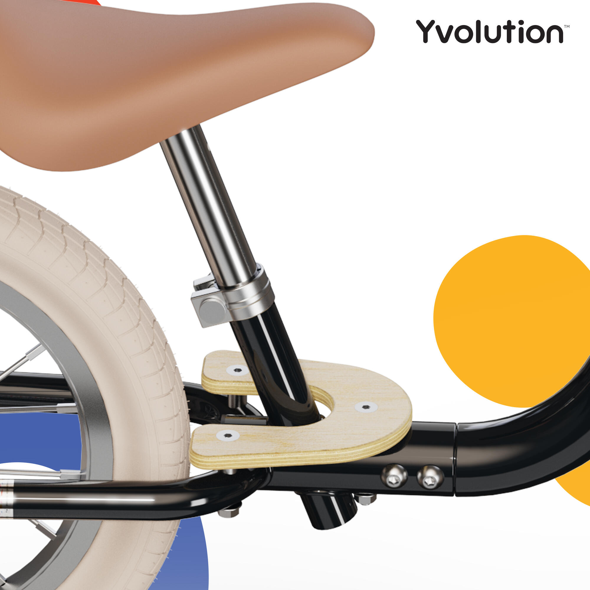 Yvolution draisienne vintage Yvelo Classic Noir Pneus gonflables 4/8