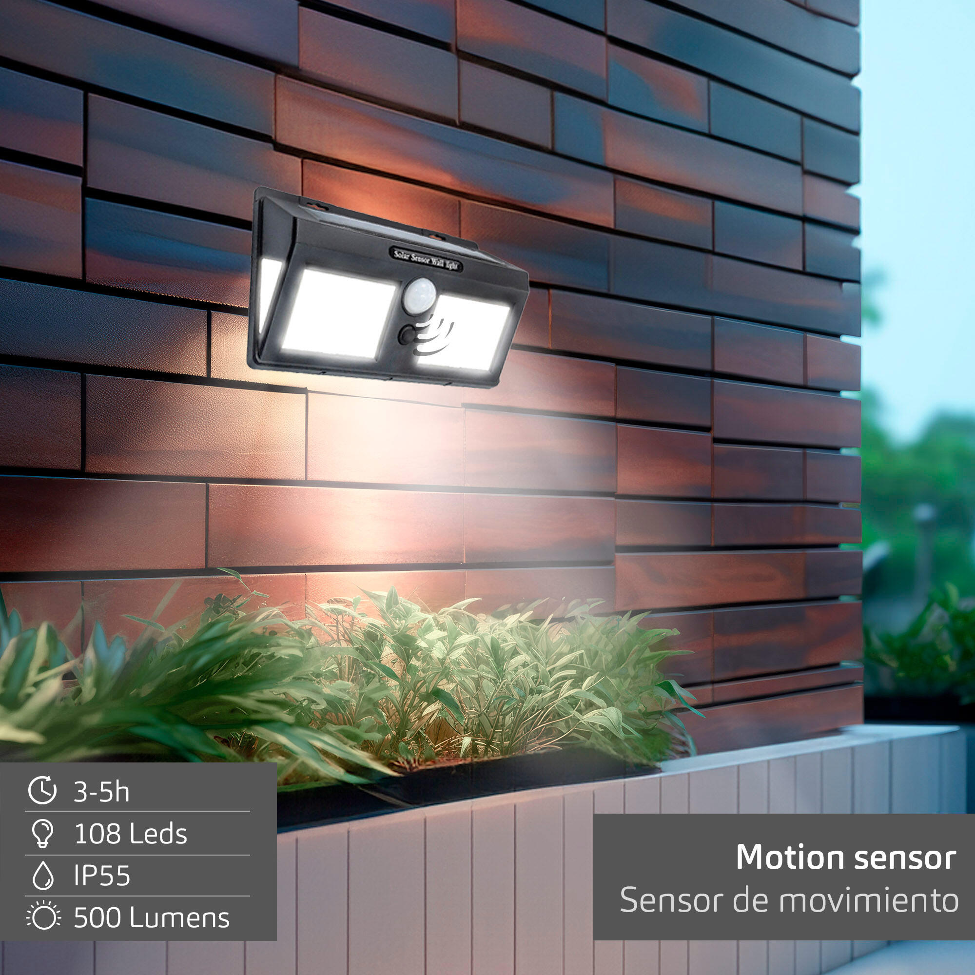Aktive Set di 6 luci da parete solari a LED da con sensore di movimento 3/7