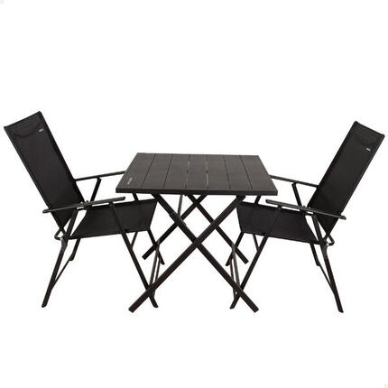 Ensemble jardin pliant table + 2 chaises acier/textilène Aktive