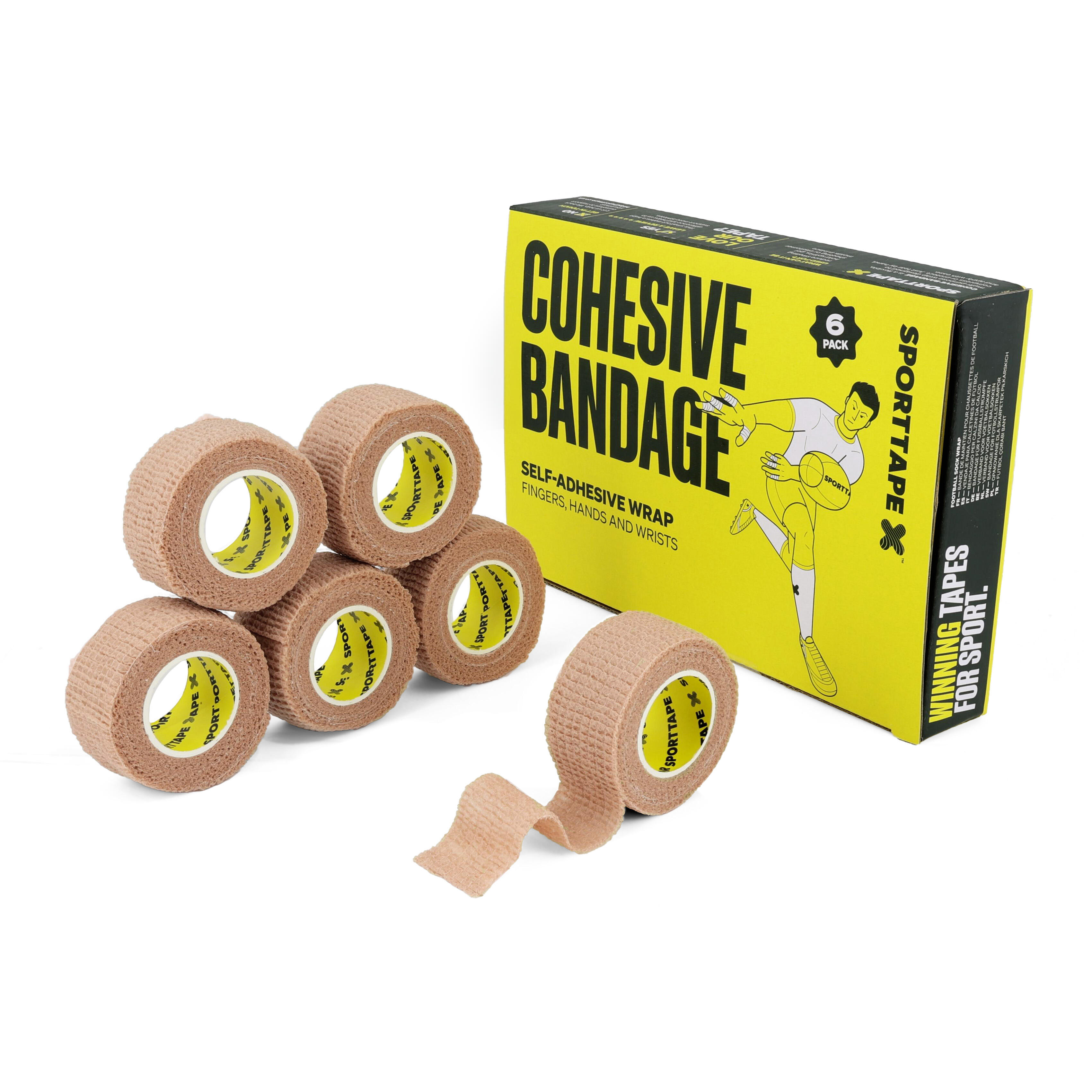 12 Rollen SPORTTAPE Cohesieve Zelfklevende Bandage 7,5 cm x