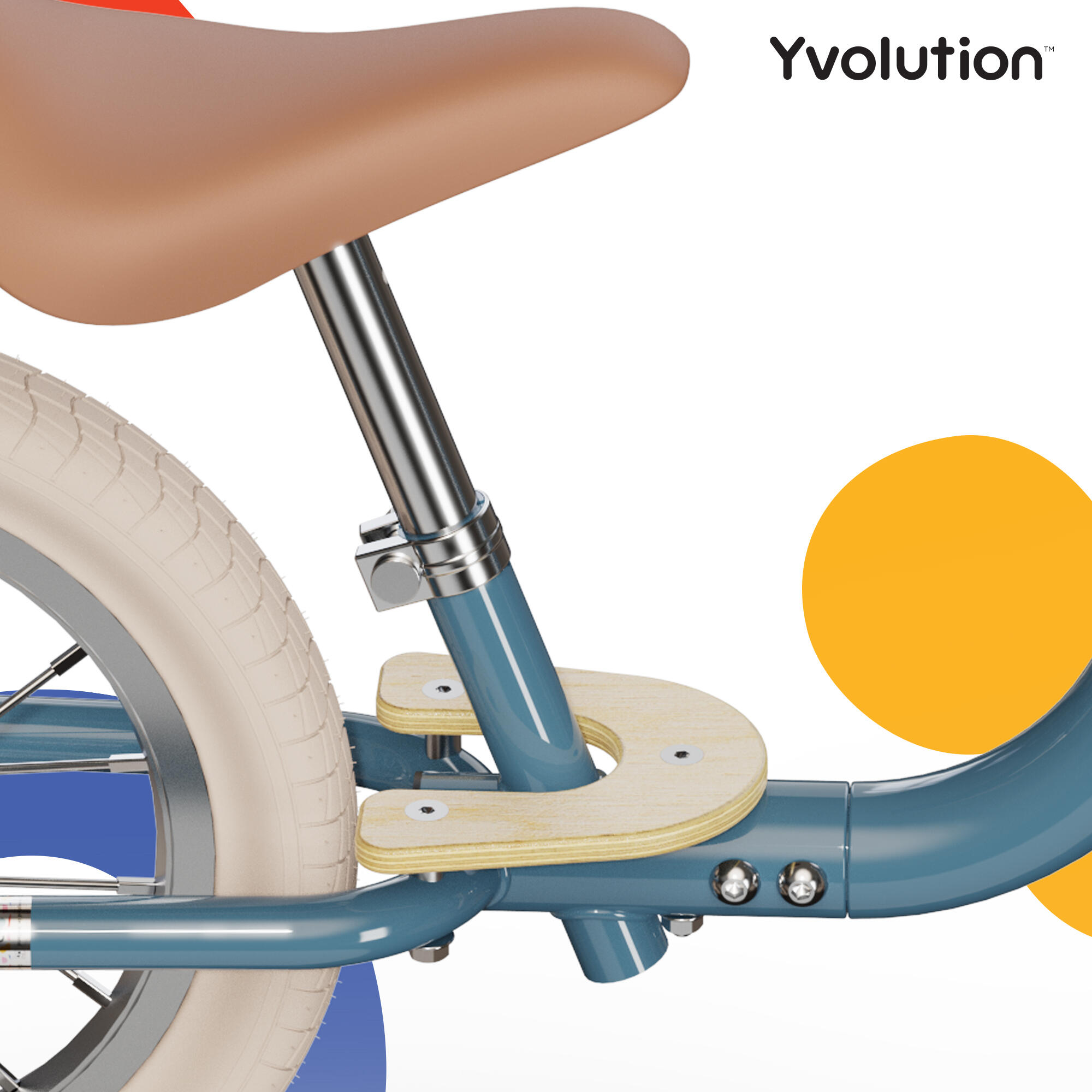 Yvolution draisienne vintage Yvelo Classic Bleu Pneus gonflables 4/6