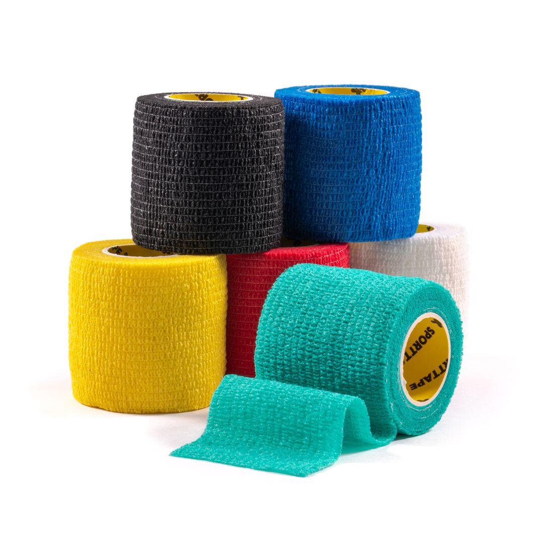 SPORTTAPE COHESIVE BANDAGE - 5CM x 4.5M - MULTI COLOUR - PACK OF 6 ROLLS