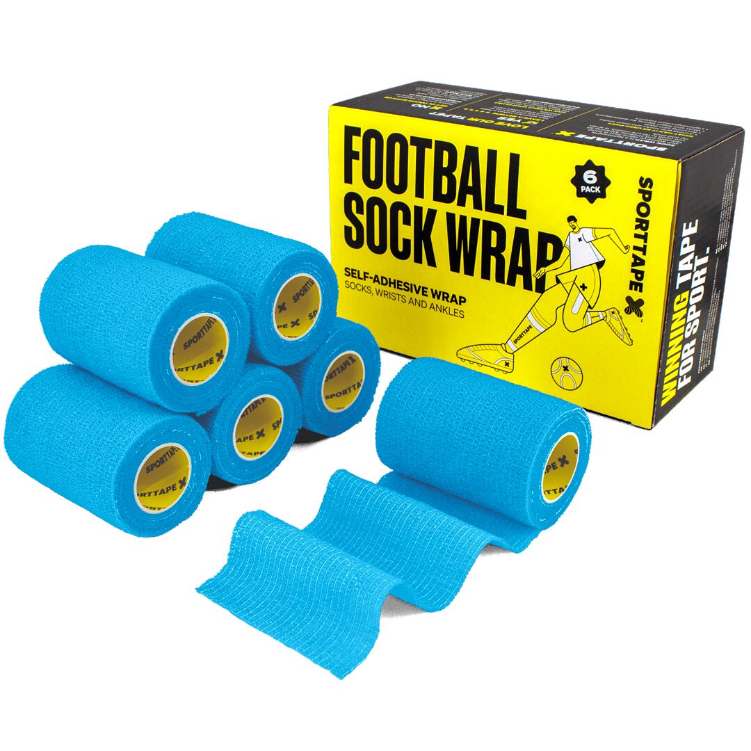 SPORTTAPE COHESIVE BANDAGE - 7.5CM x 4.5M - SKY BLUE - PACK OF 6 ROLLS