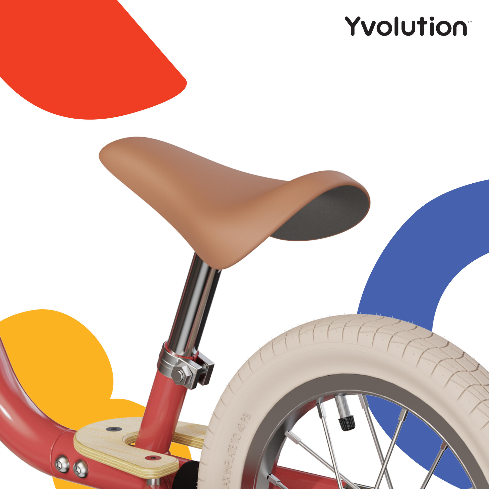 Yvolution draisienne vintage Yvelo Classic Rouge Pneus gonflables 2/5