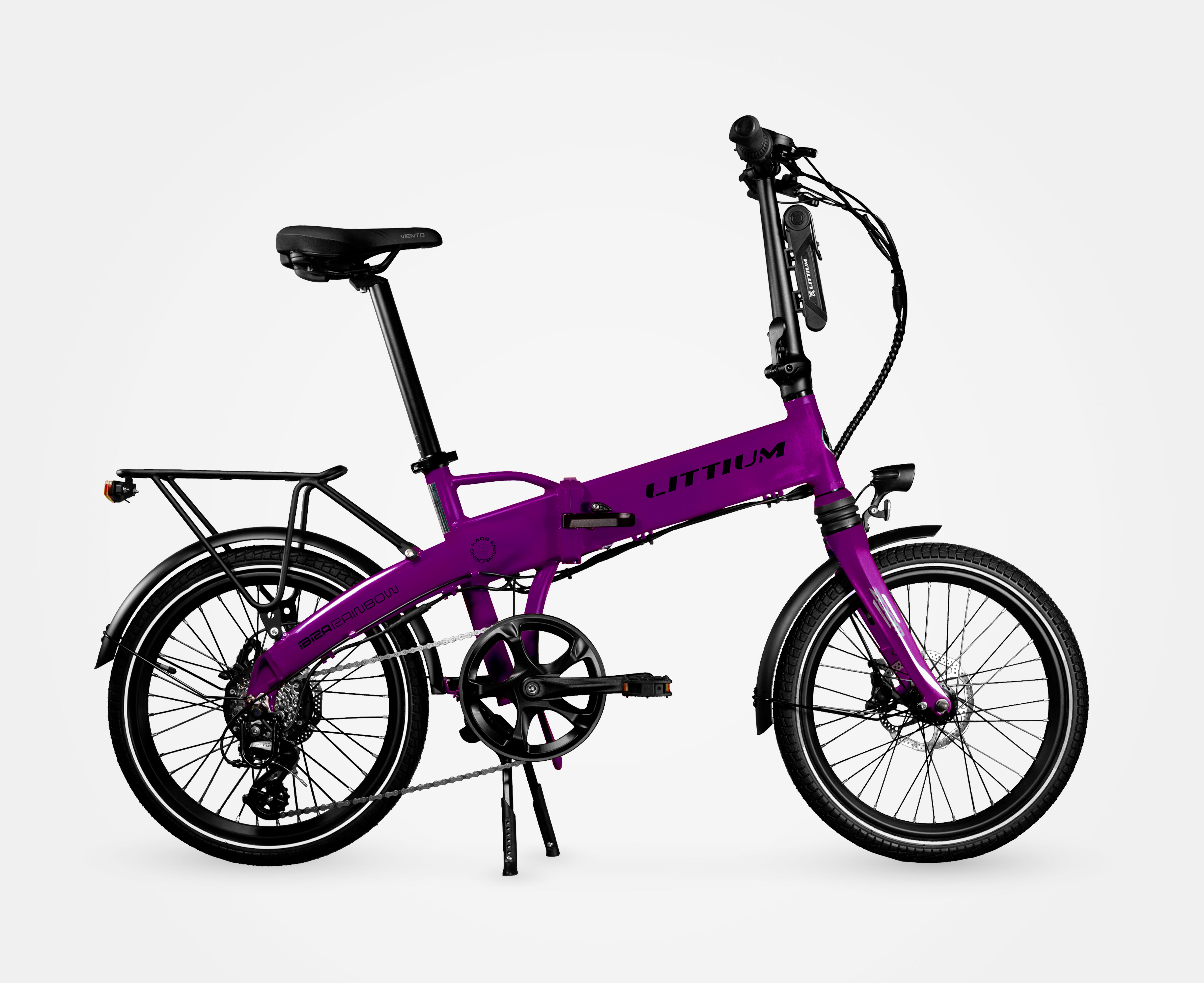 Bicicleta elétrica dobrável littium ibiza rainbow violeta 14 ah