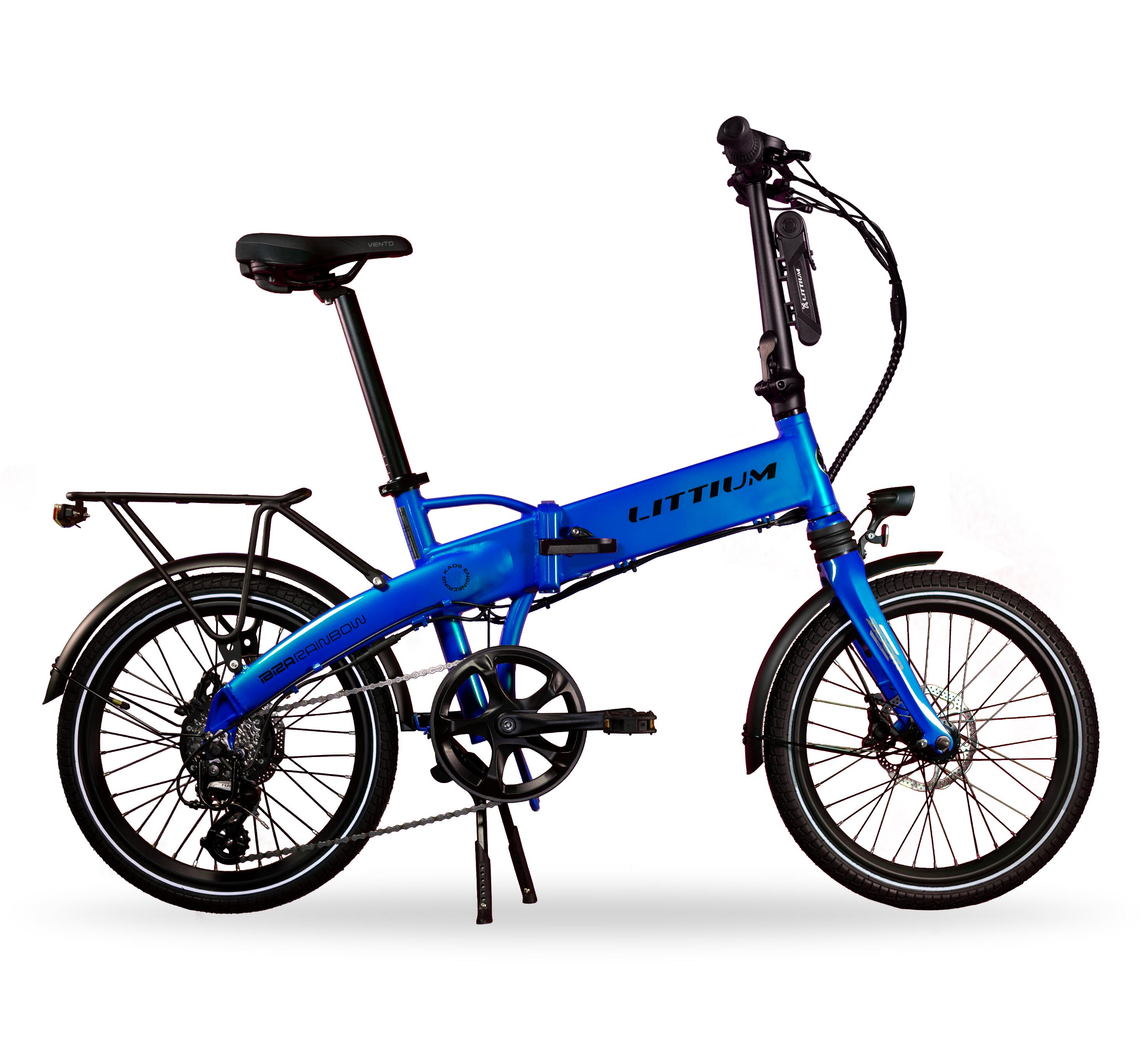 Bicicleta elétrica dobrável littium ibiza rainbow azul 14 ah
