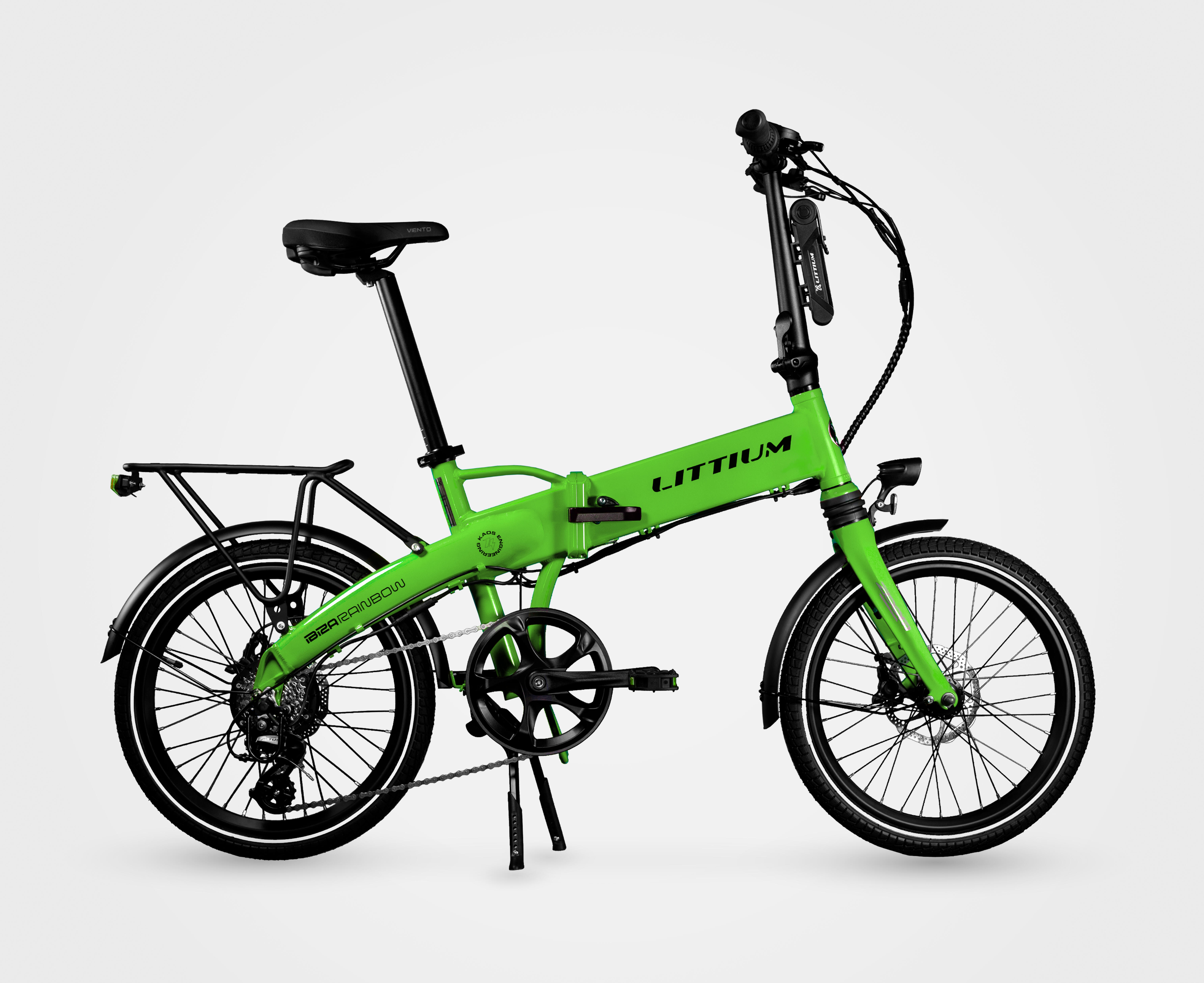 Bicicleta elétrica dobrável littium ibiza rainbow verde 14 ah