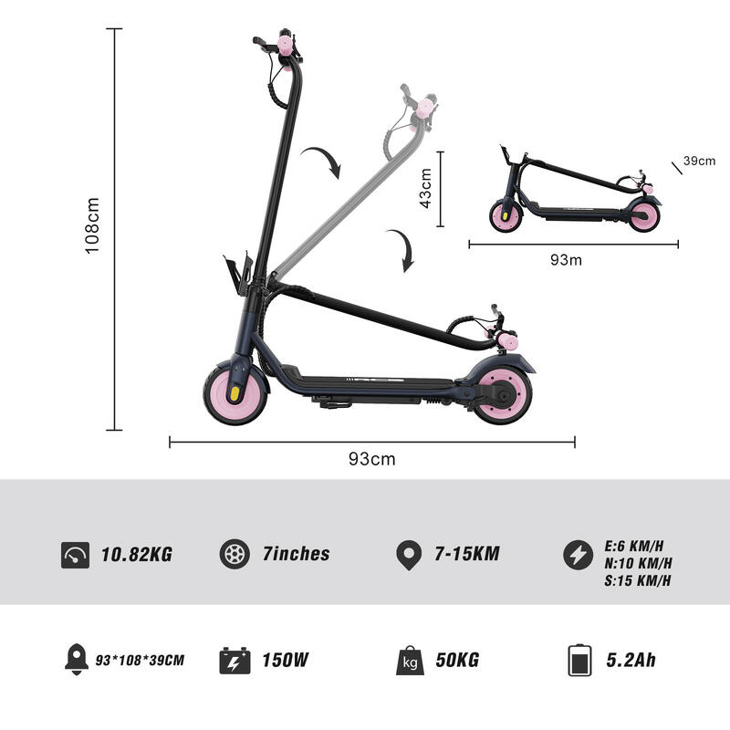 Trottinette Éectrique pliable Enfants 8-12 Ans RCB-R7X-Rose