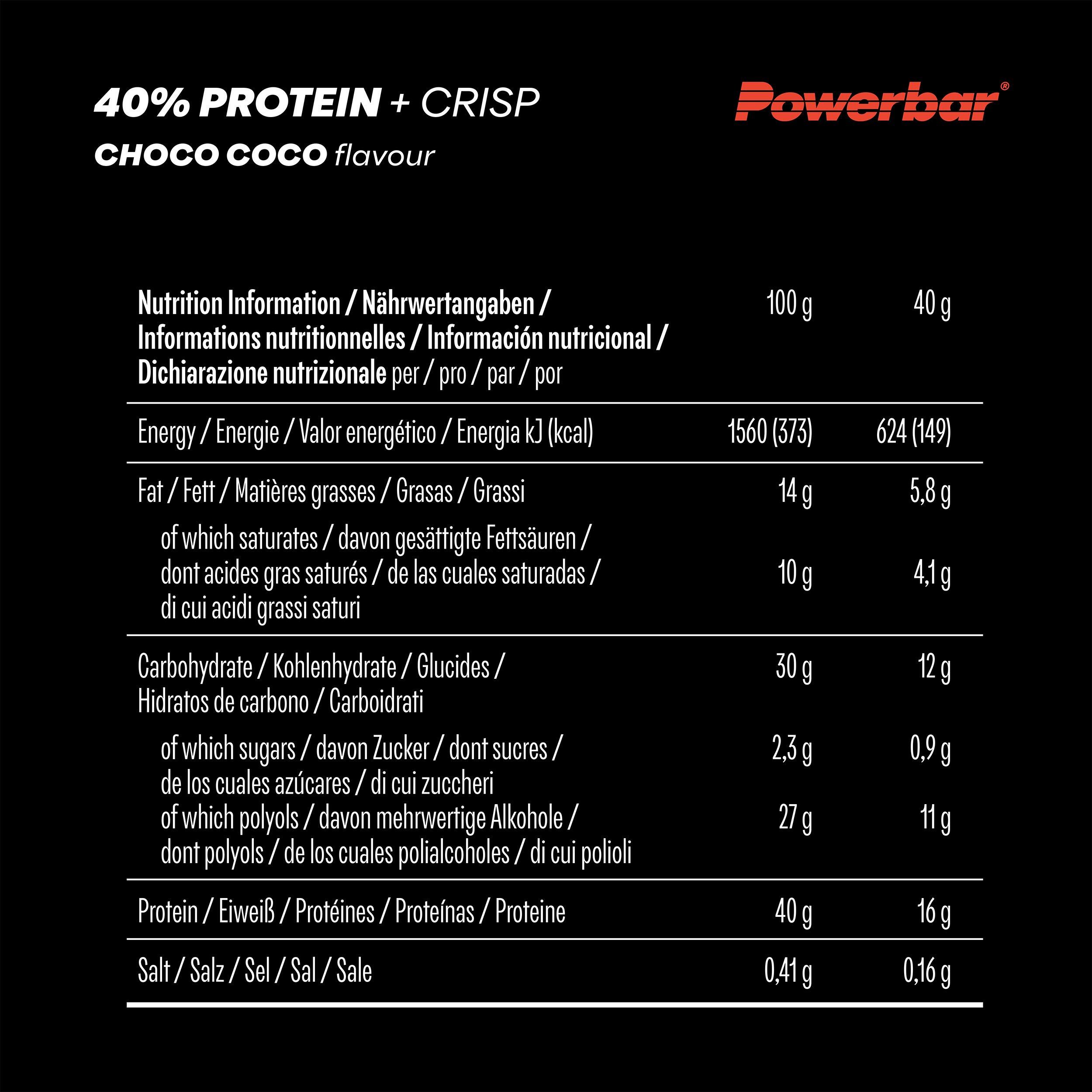 Barre protéinée PowerBar 40% Crisp 40g - riche en protéines, faible sucre 5/7